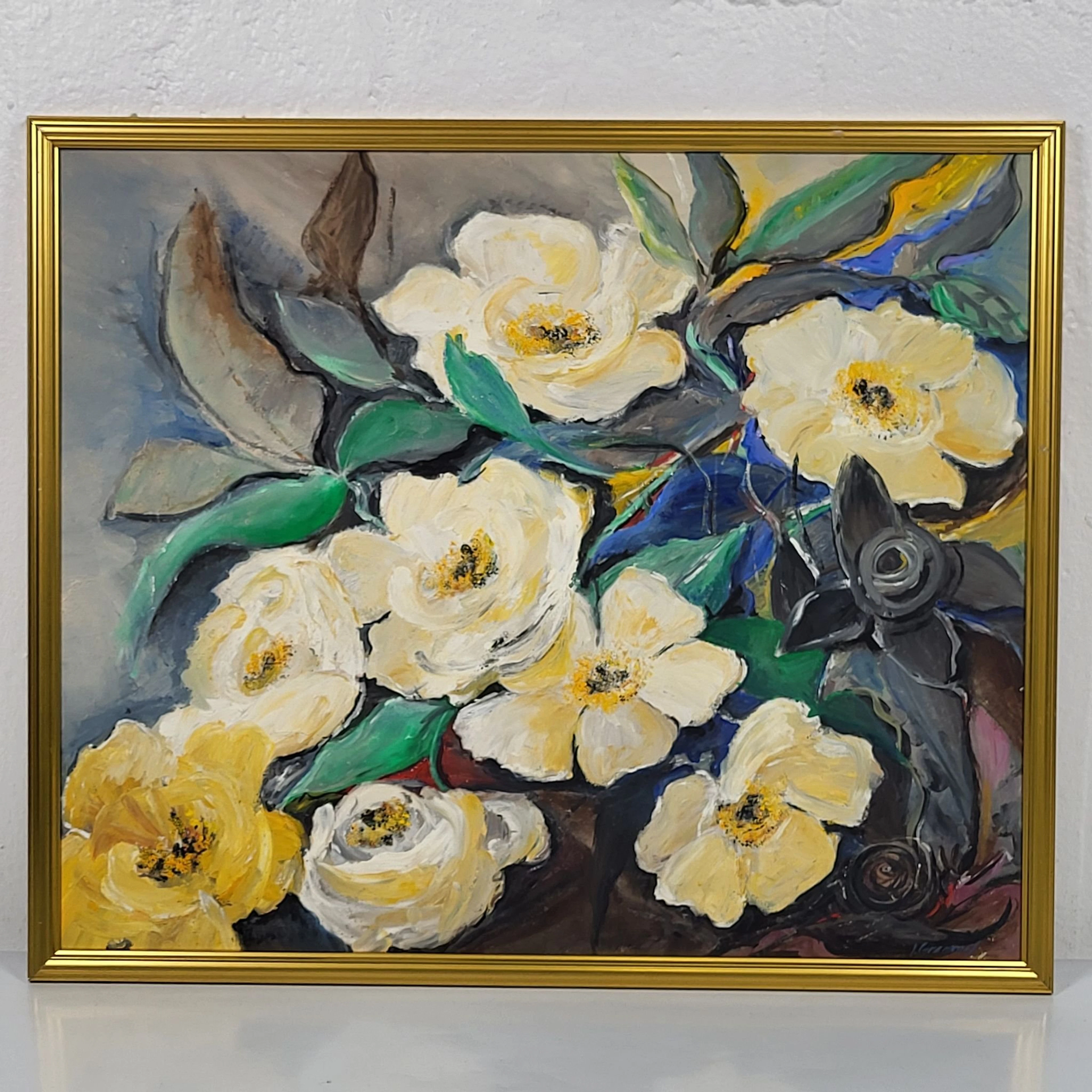 Blommor - Inger Gremmel - Olja på duk - Signerad I. Gremmel