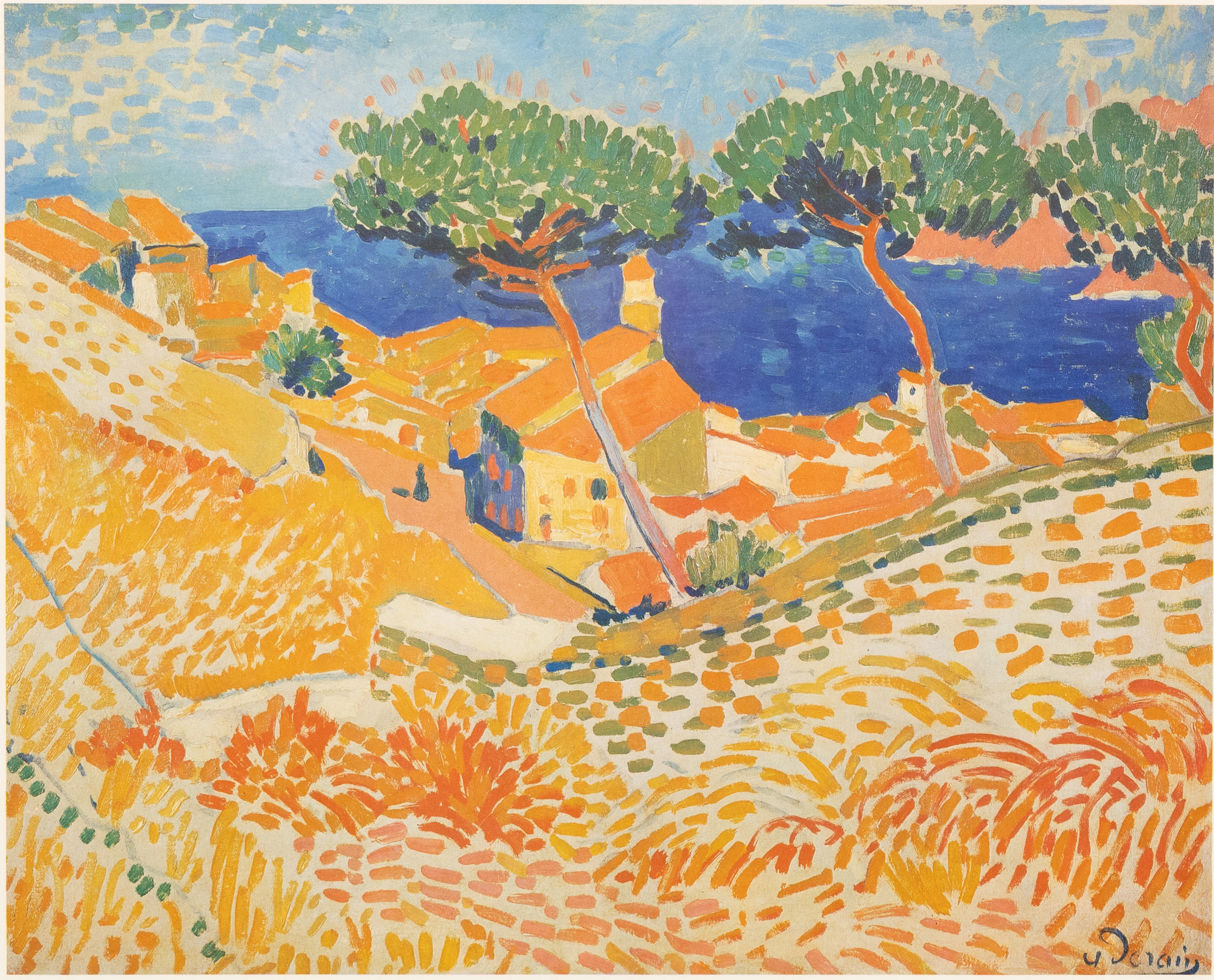 ANDRÉ DERAIN. Efter. Colliour, byn vid havet, offsettryck, signerad i tryck.