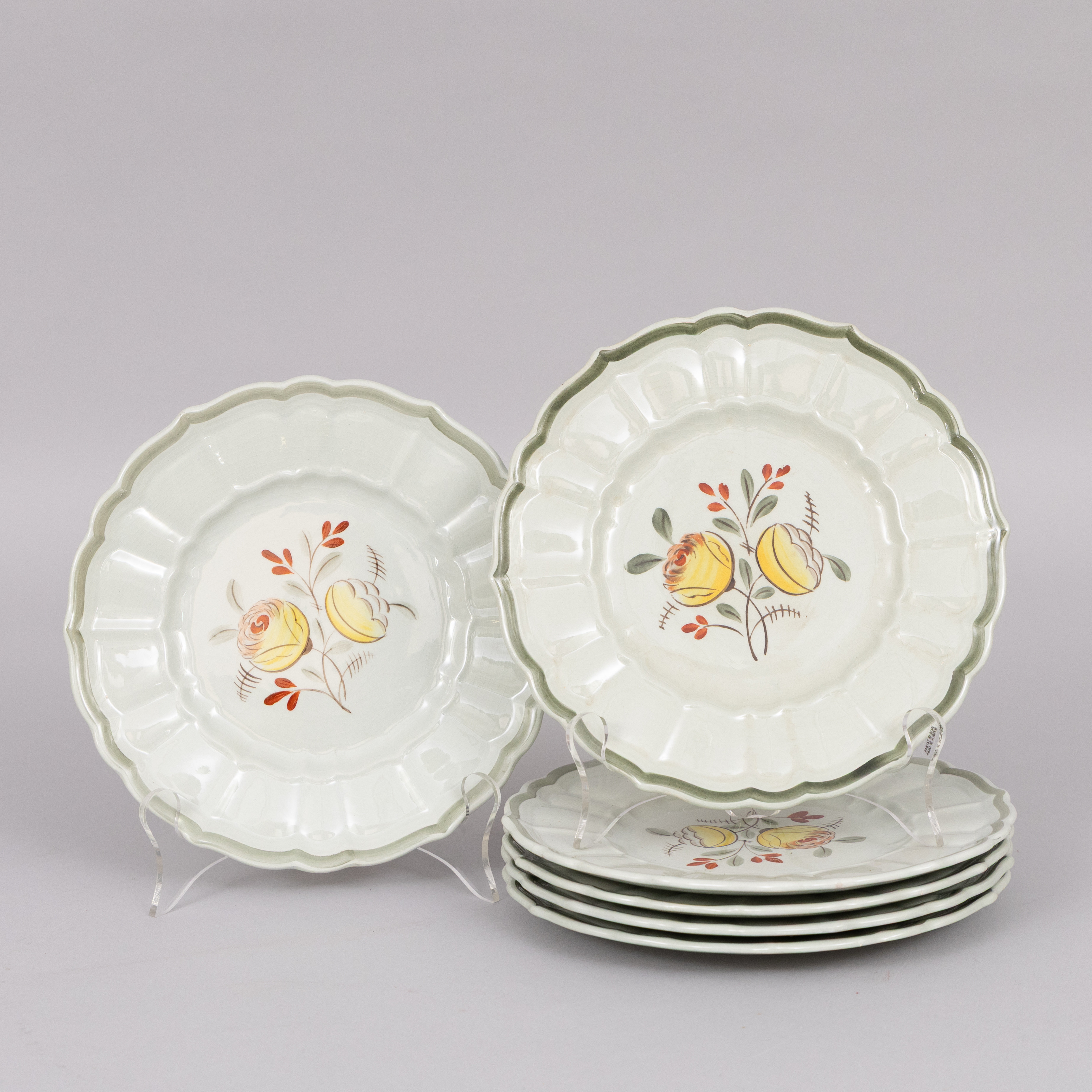 FRUKTASSIETTER, 6 st, flintporslin, Gefle.