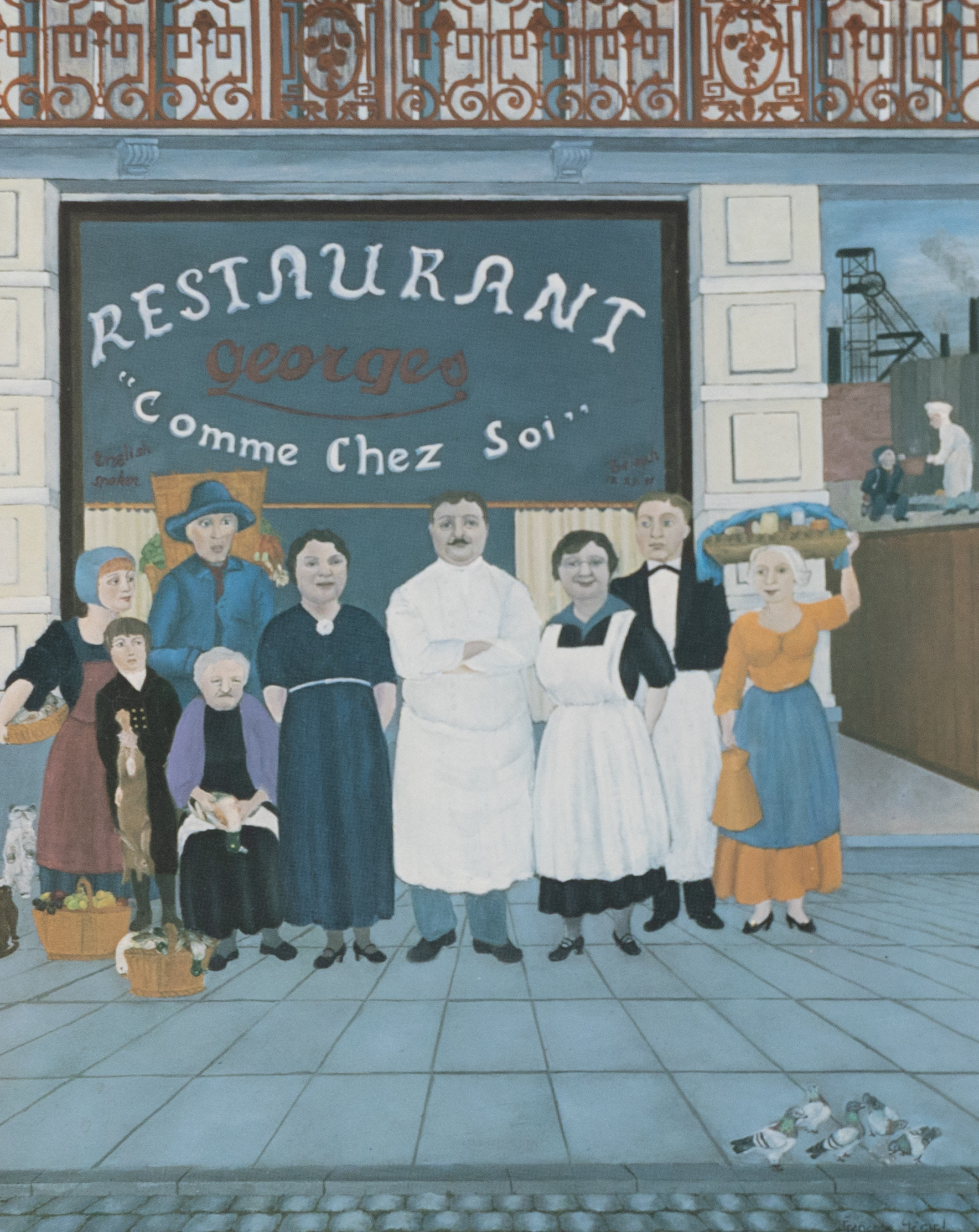 OIDENTIFIERAD KONSTNÄR. "Restaurang Comme Chez Sol", offsettryck