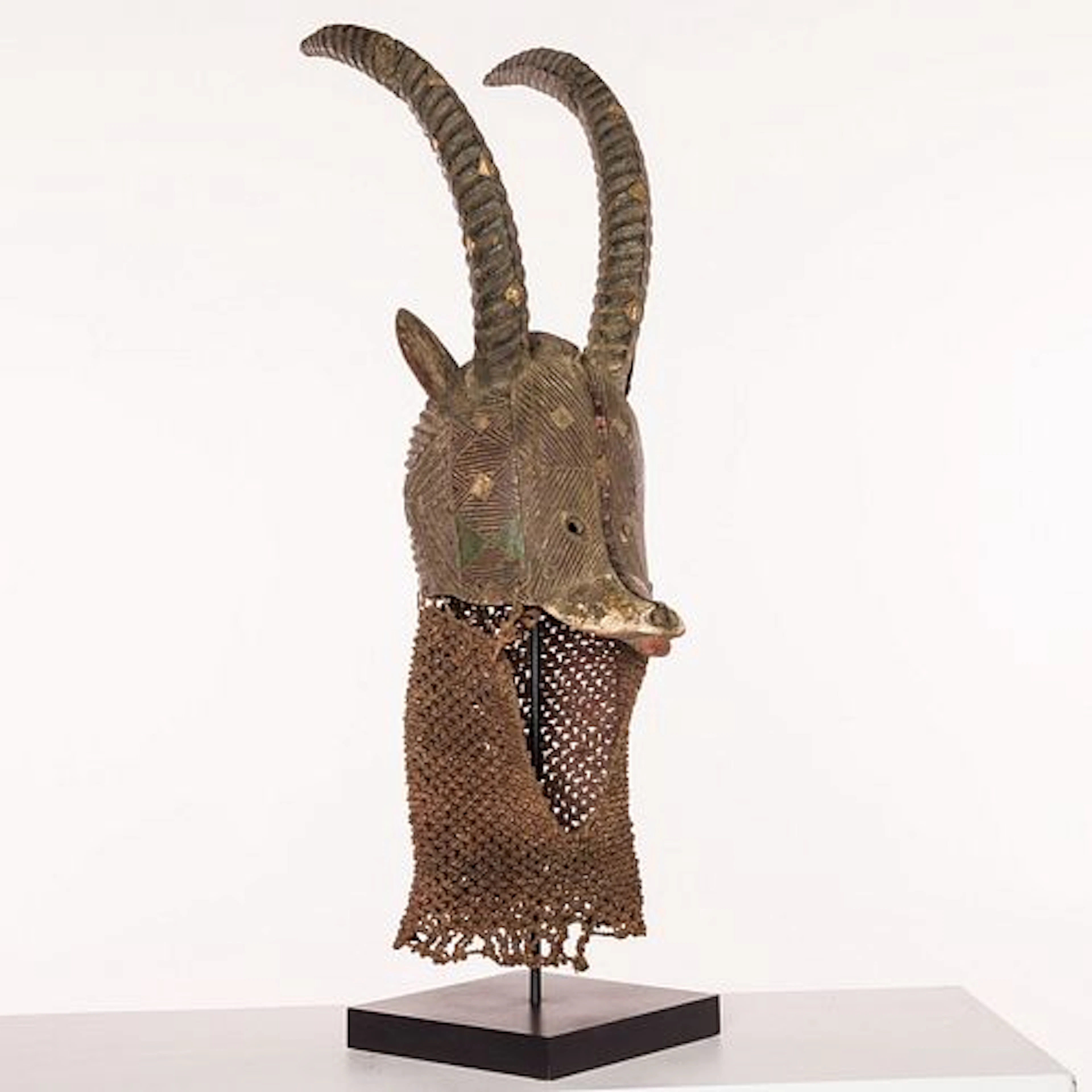 African Carved Wood Antelope Mask