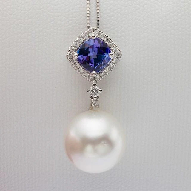 14K South Sea Pearl and Tanzanite Pendant