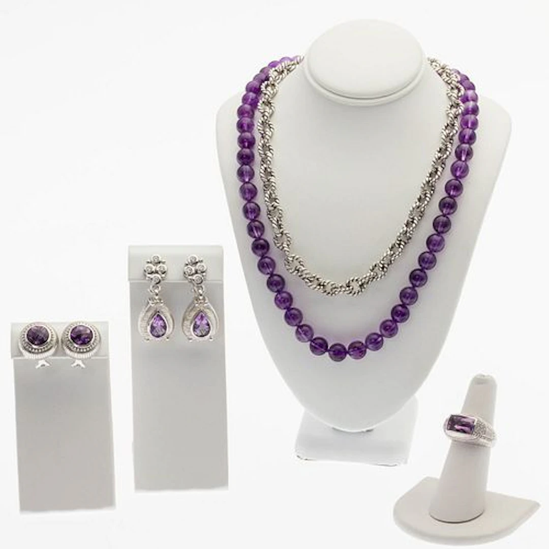 Judith Ribke Sterling & Amethyst Jewelry, 5 pcs