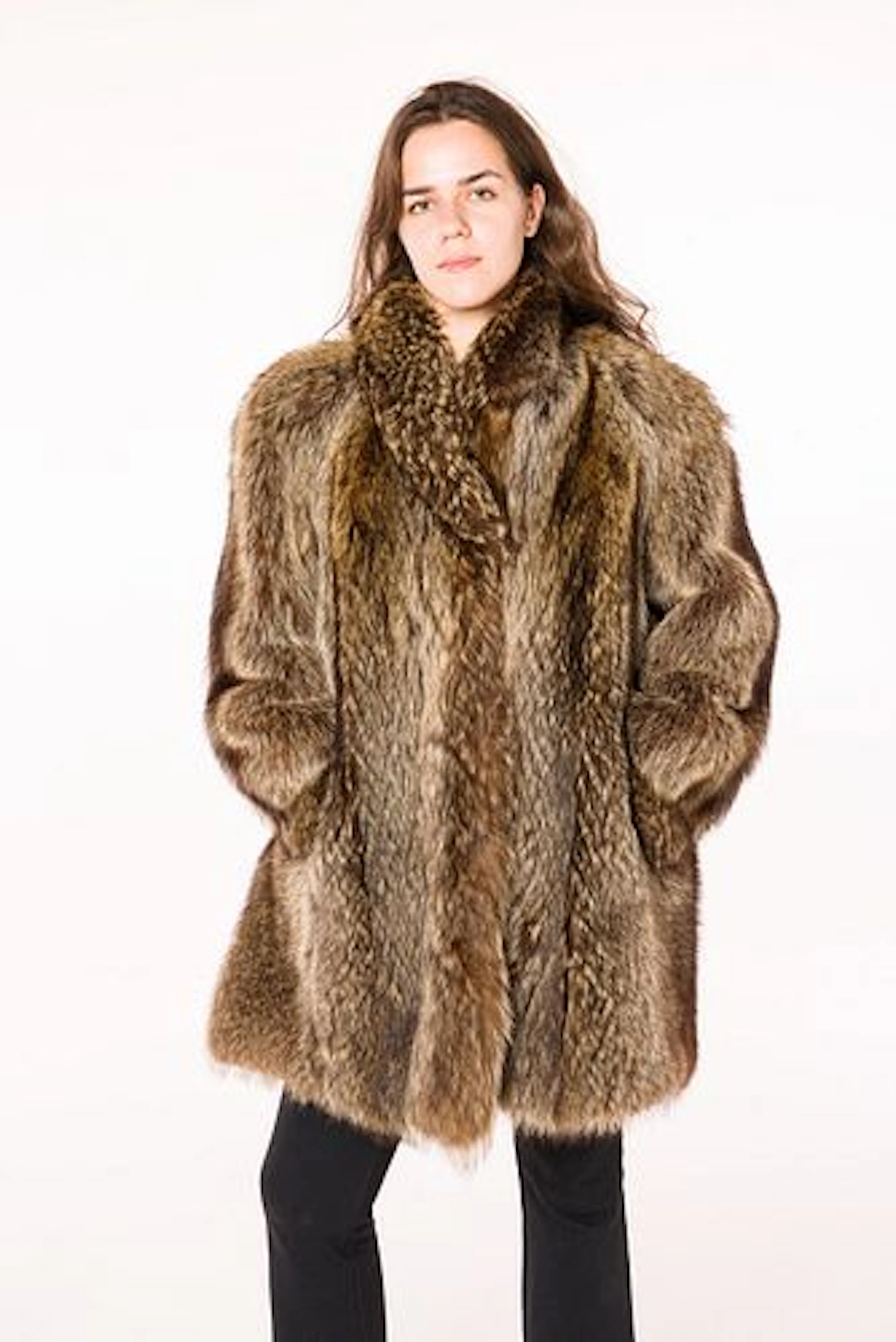 Mid-Length Racoon Fur Coat