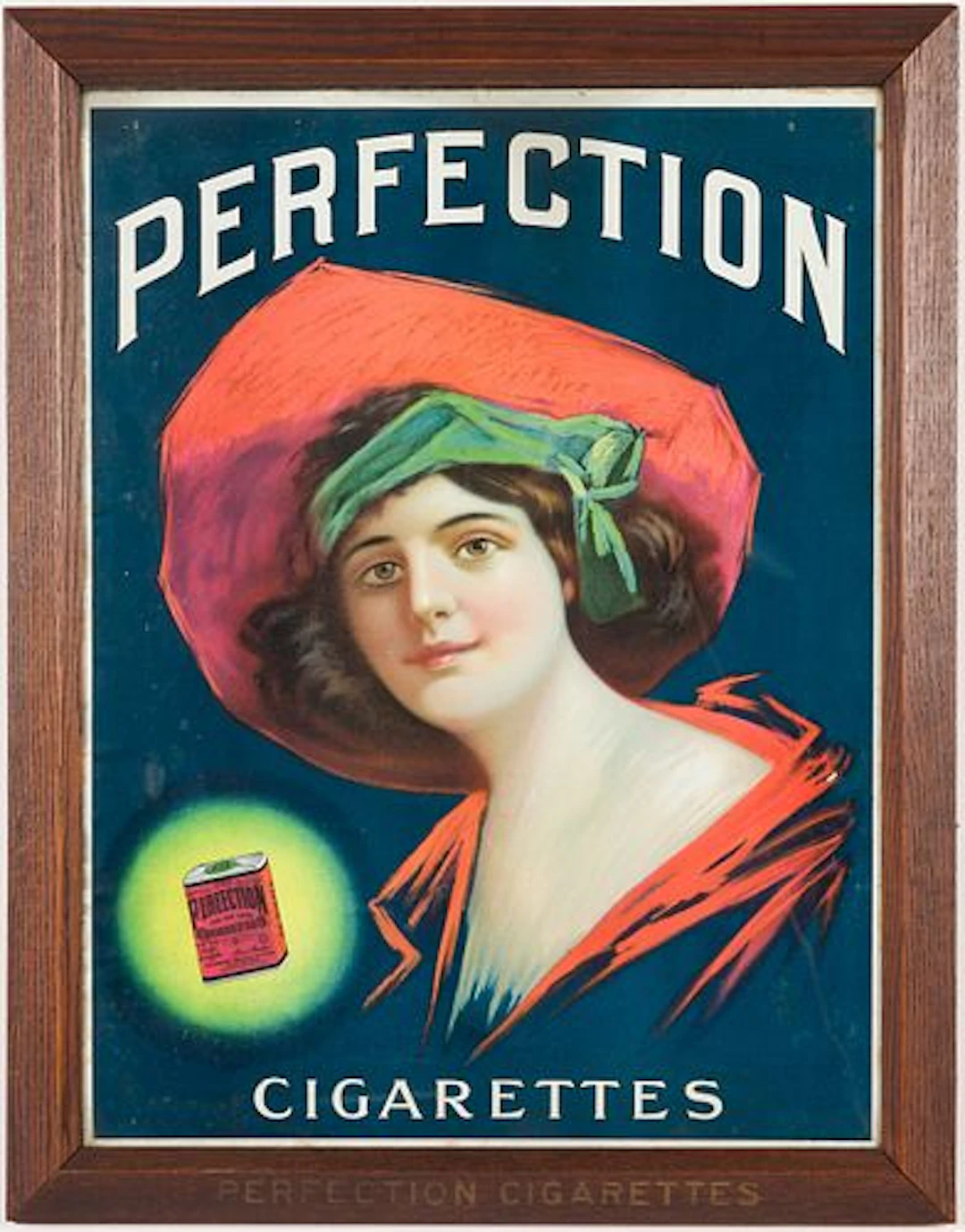 Perfection Enamel Framed Cigarette Sign