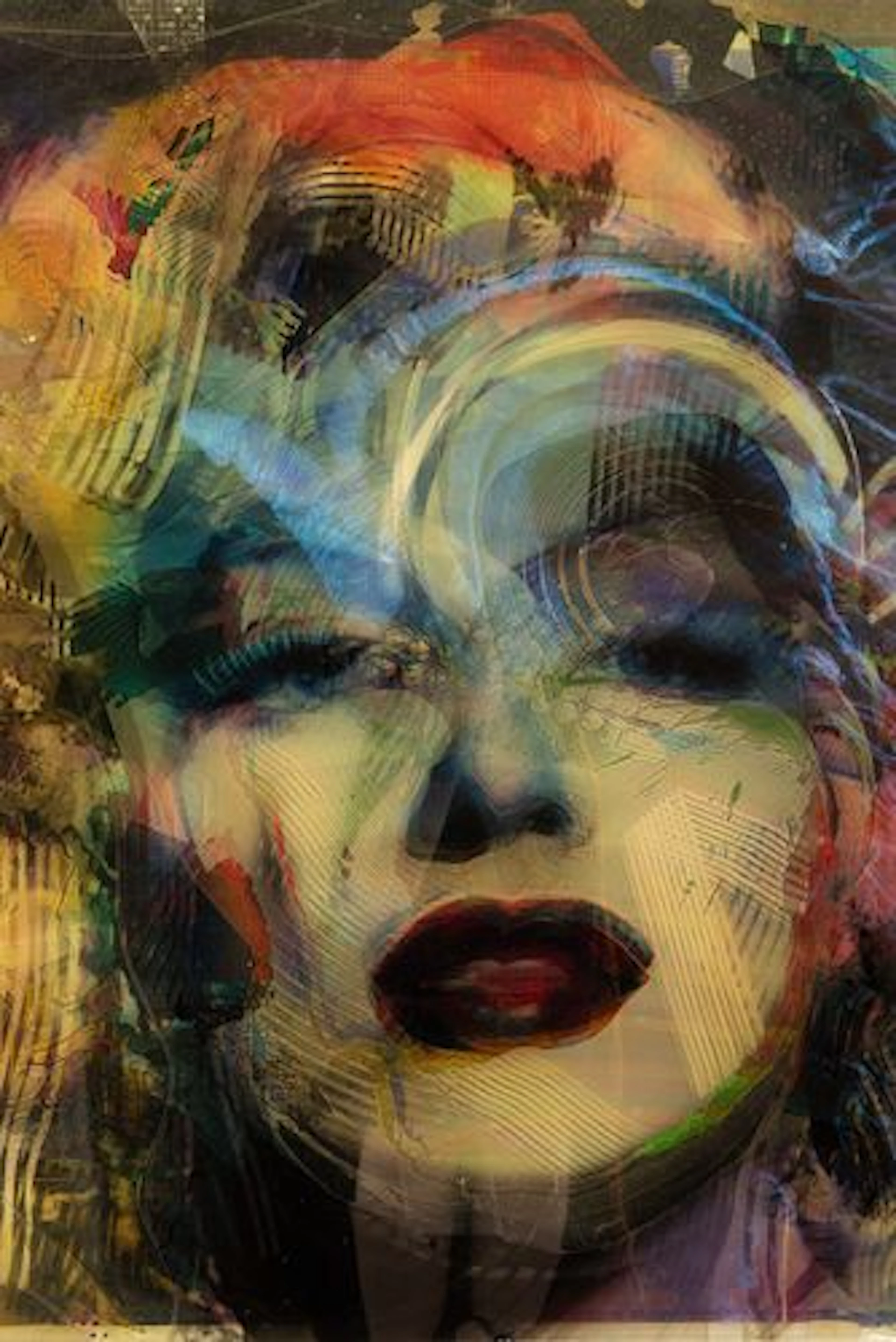 Mixed Media Multilayer Portrait of Marilyn Monroe