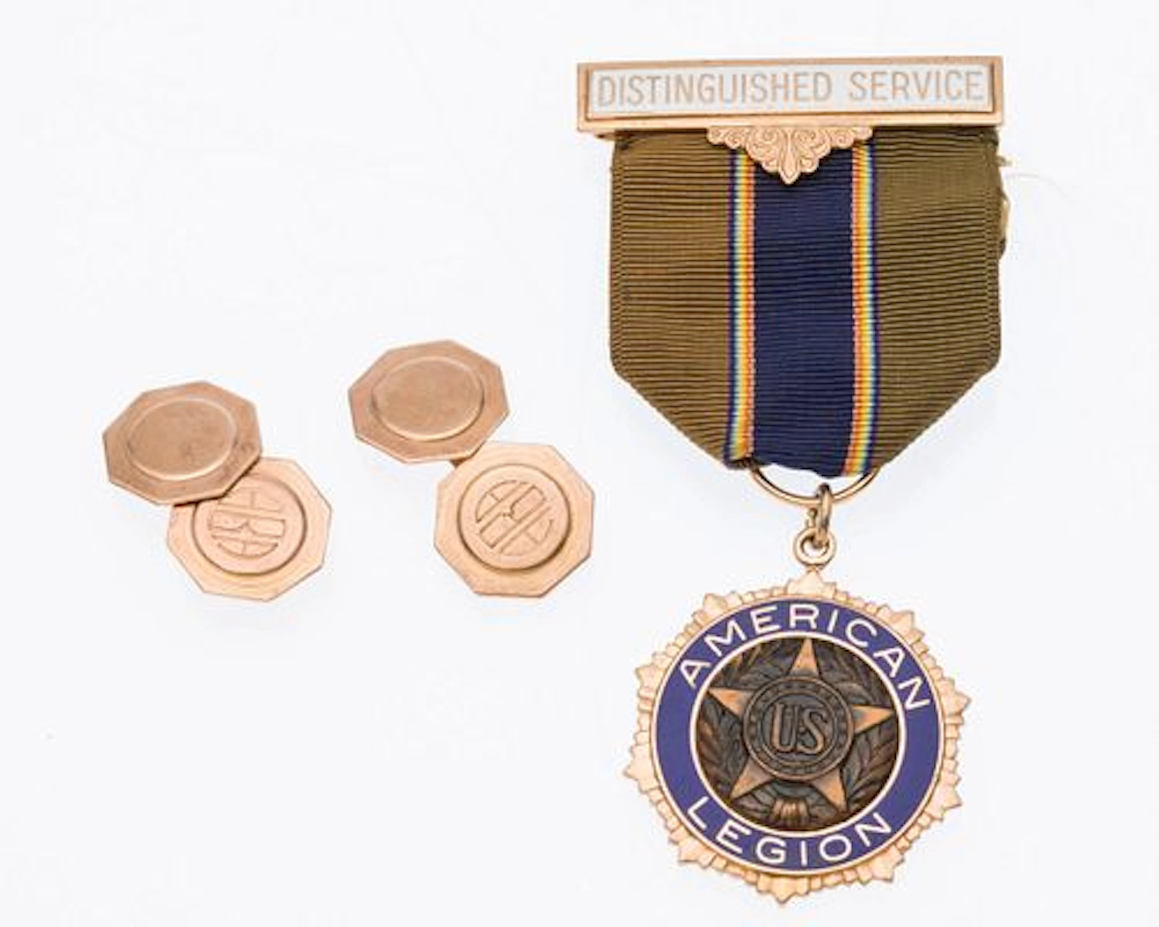 10K American Legion Medal and Pair of 10K Cufflinks