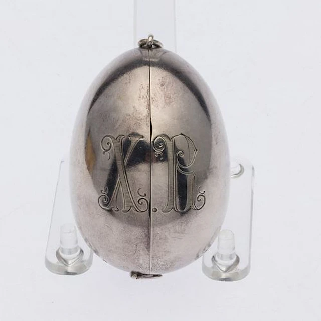 Russian Silver Icon Egg, Moscow, 19th Century