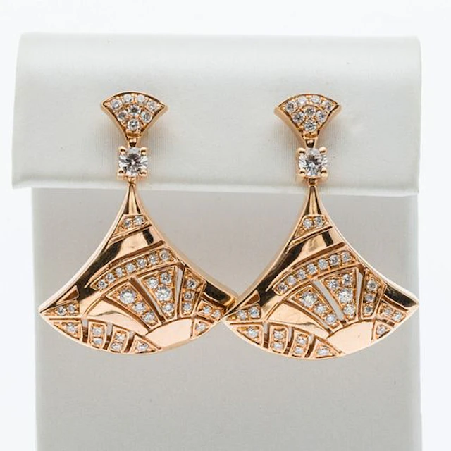 18K Rose Gold and Diamond Earrings