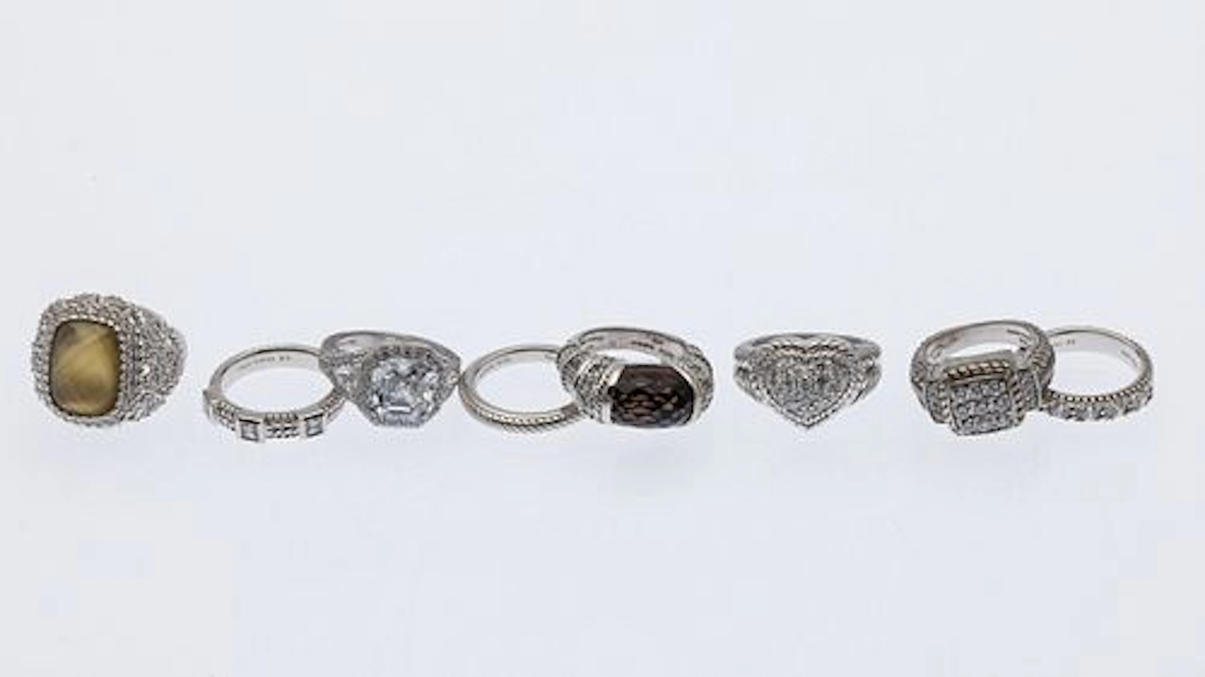 8 Judith Ripka Sterling Silver and CZ Rings