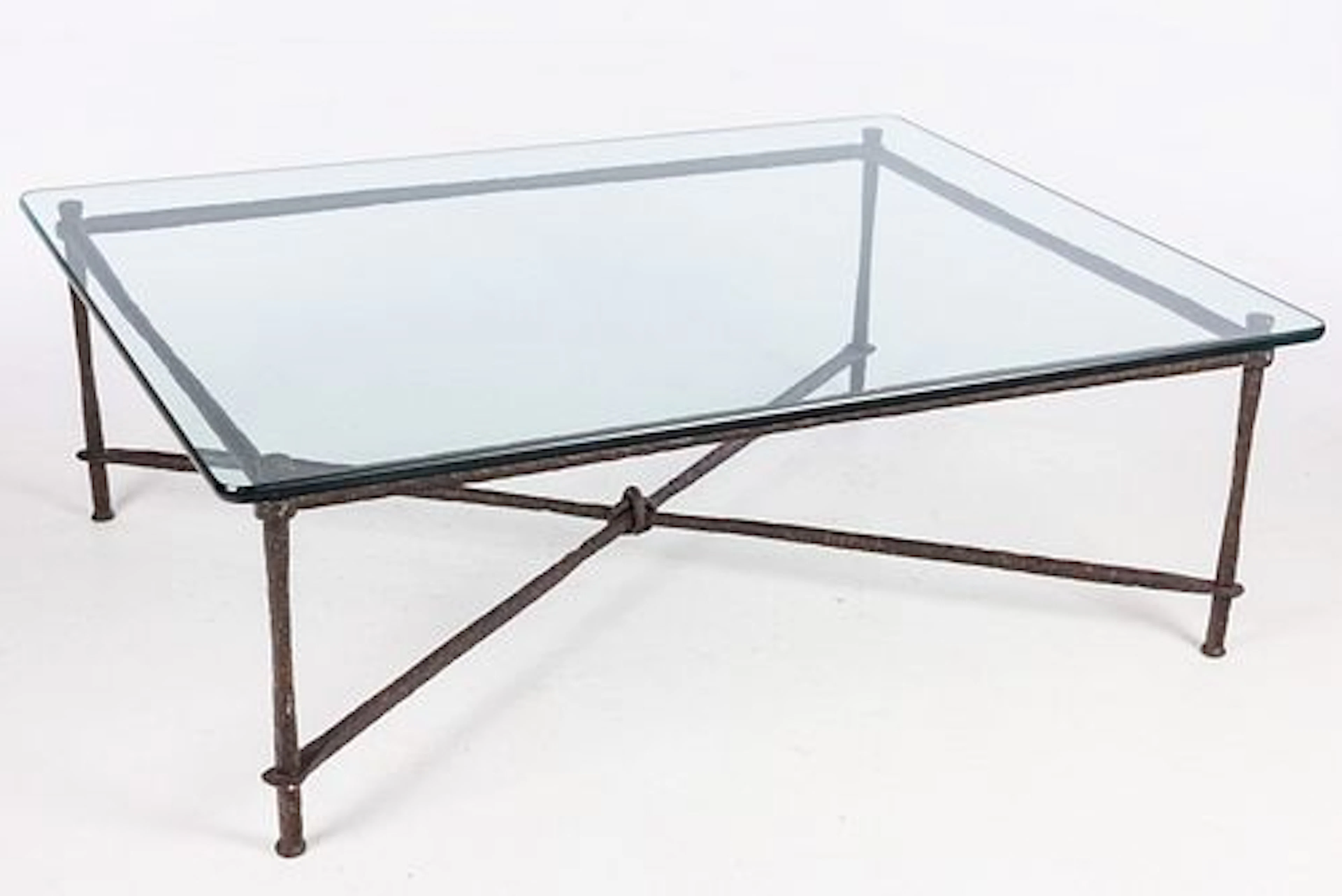 Wrought Iron and Glass Coffee Table