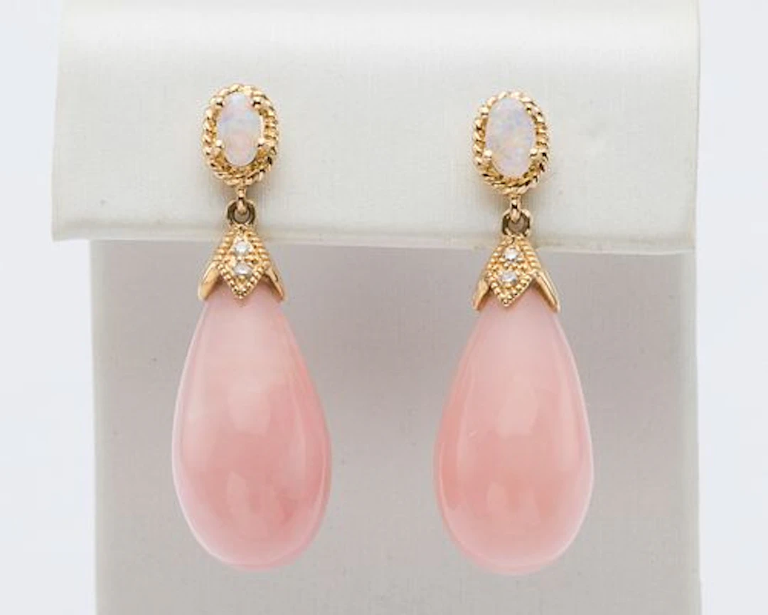 14K and Pink Opal Earrings