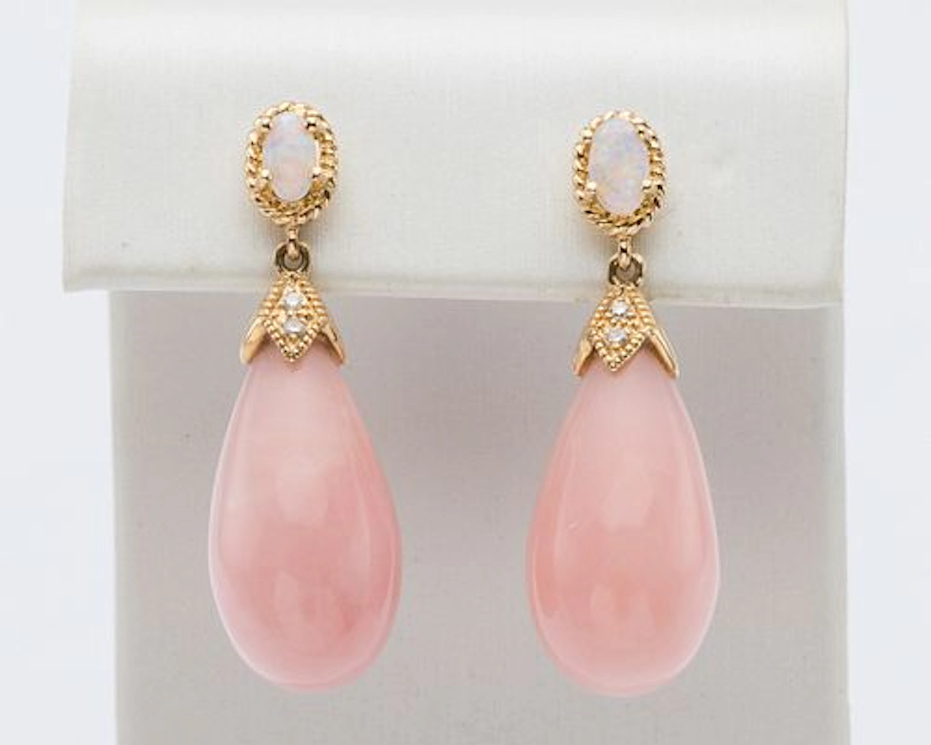 14K and Pink Opal Earrings