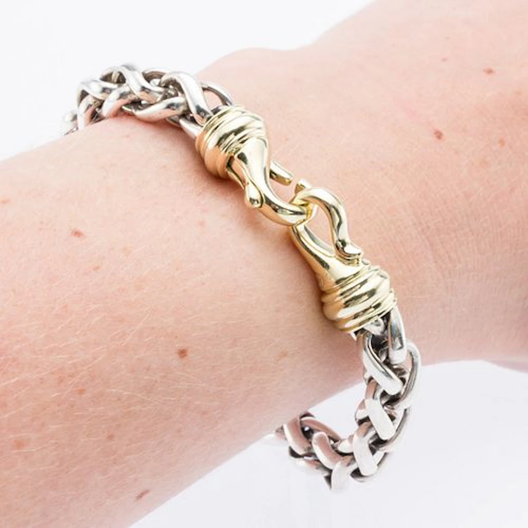 David Yurman Sterling & 14K Wheat Chain Bracelet