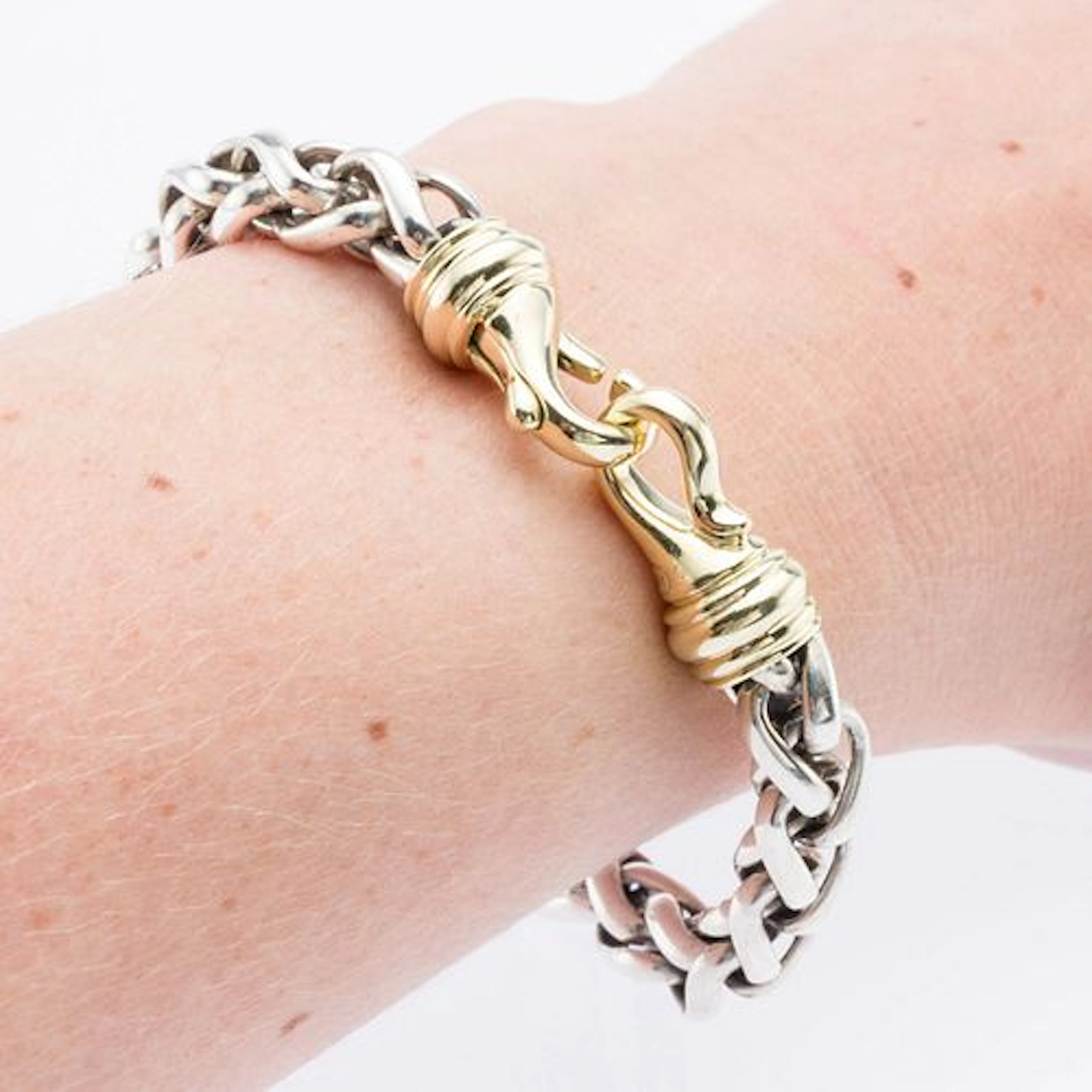 David Yurman Sterling & 14K Wheat Chain Bracelet