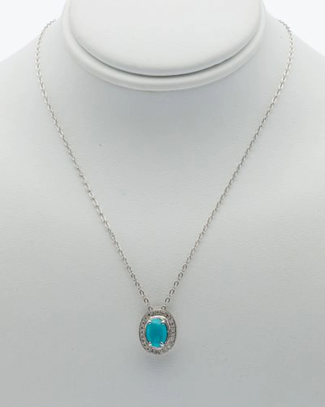 18K White Gold, Turquoise and Diamond Pendant