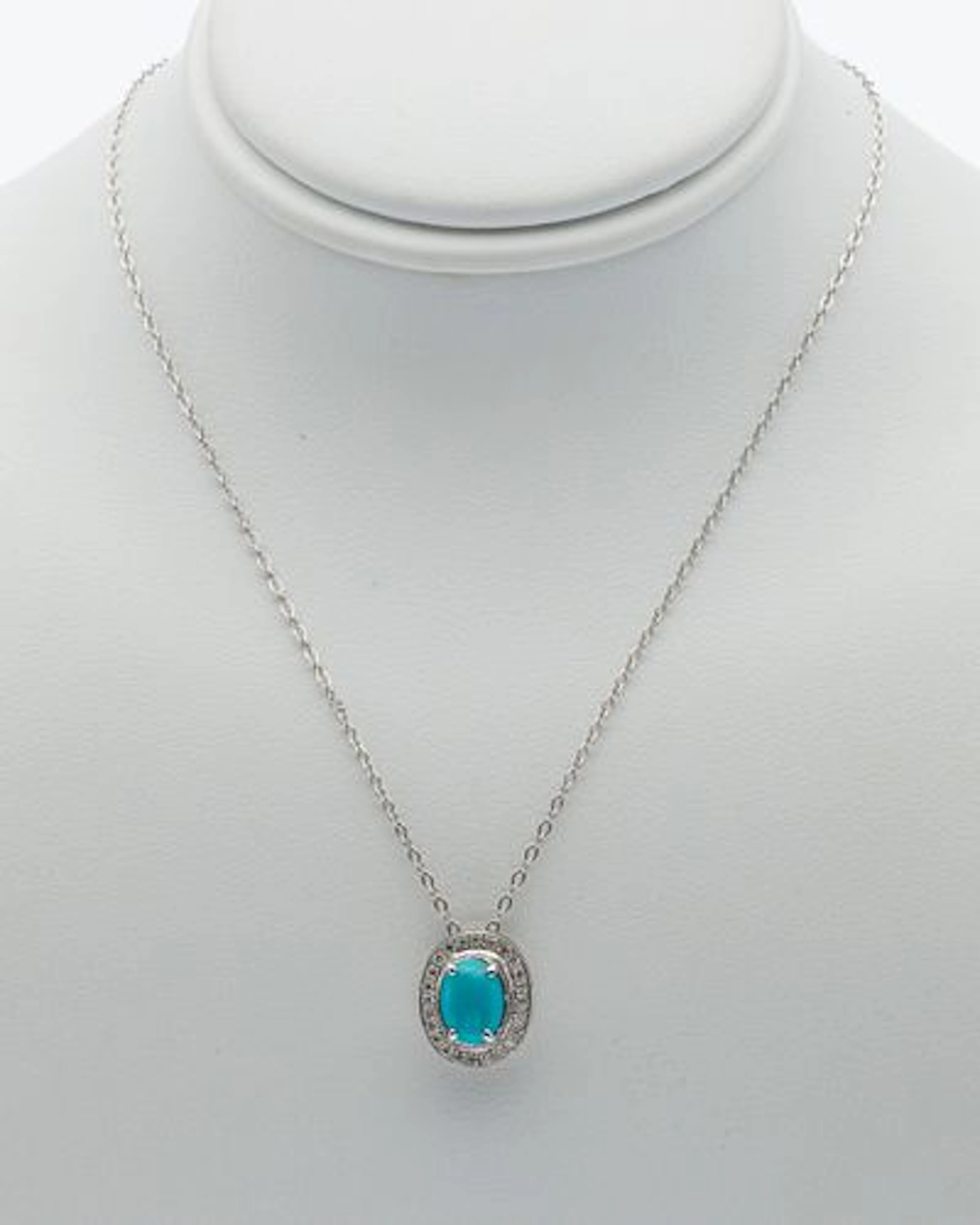 18K White Gold, Turquoise and Diamond Pendant