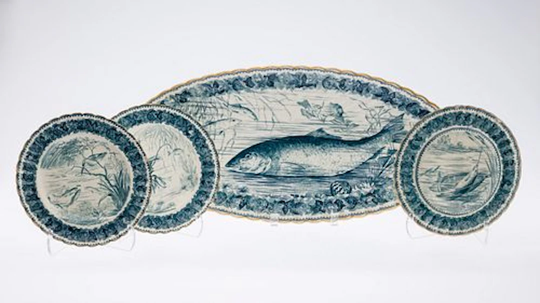 Copeland Fish Platter and Three Plates