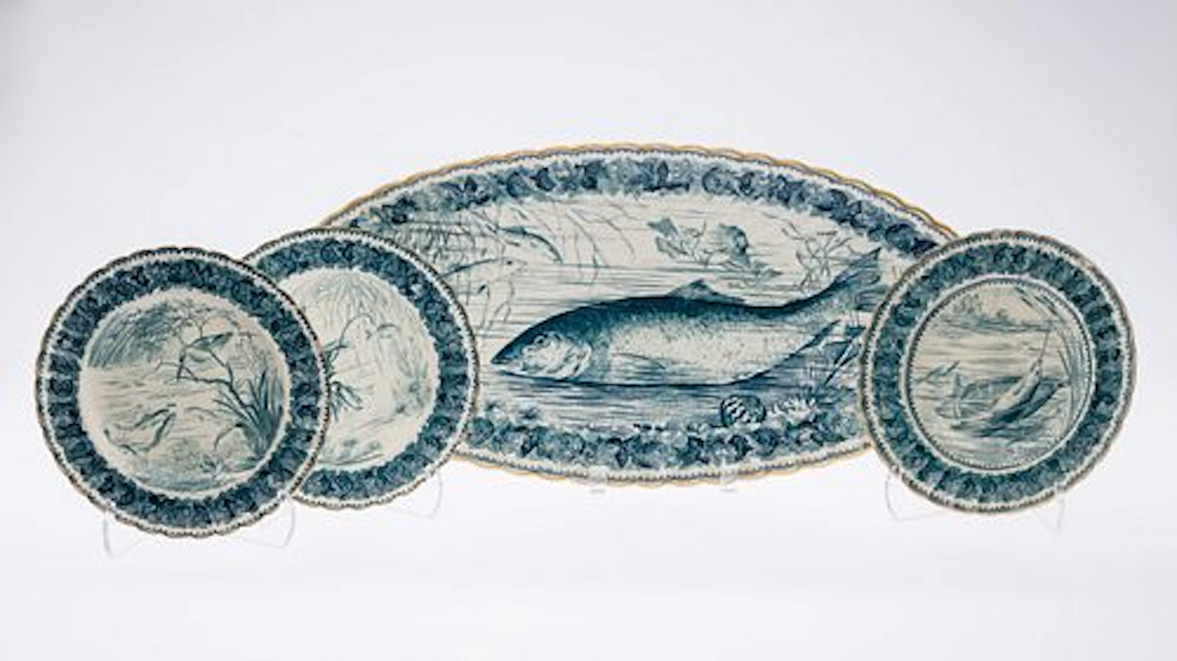 Copeland Fish Platter and Three Plates