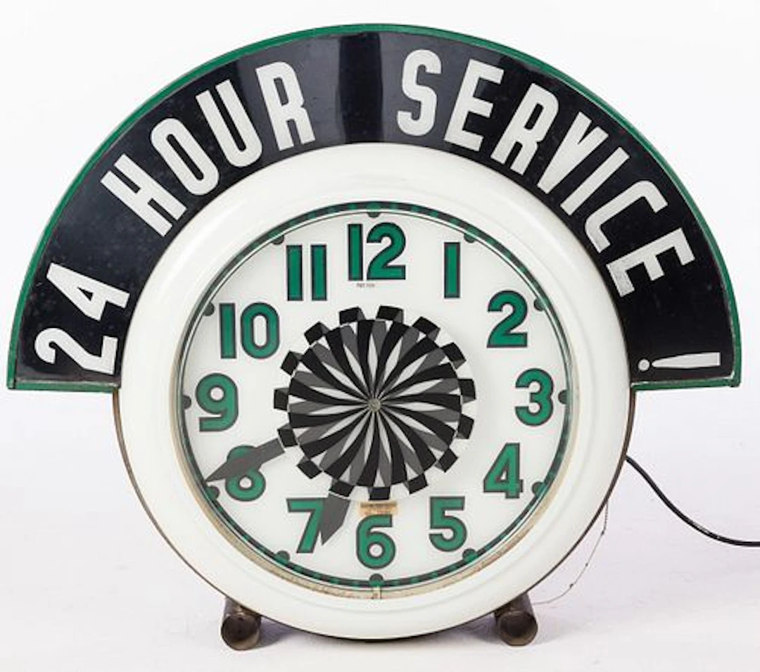 Electric Neon Clock Co. 24 Hour Service Clock