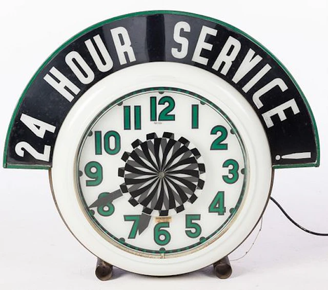 Electric Neon Clock Co. 24 Hour Service Clock
