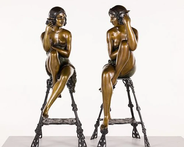 After Ferdinando Deluca, 2 Bronze Champagne Girls