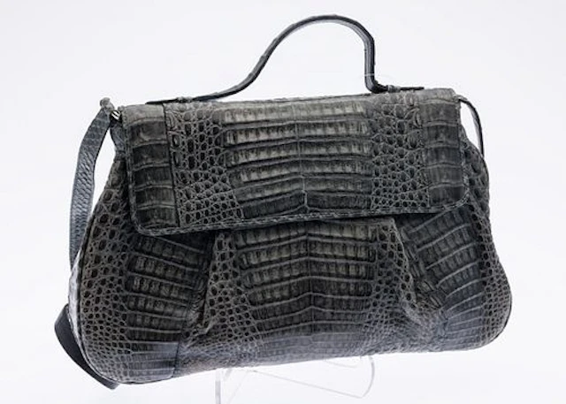 Carlos Falchi Matte Gray Crocodile Handbag