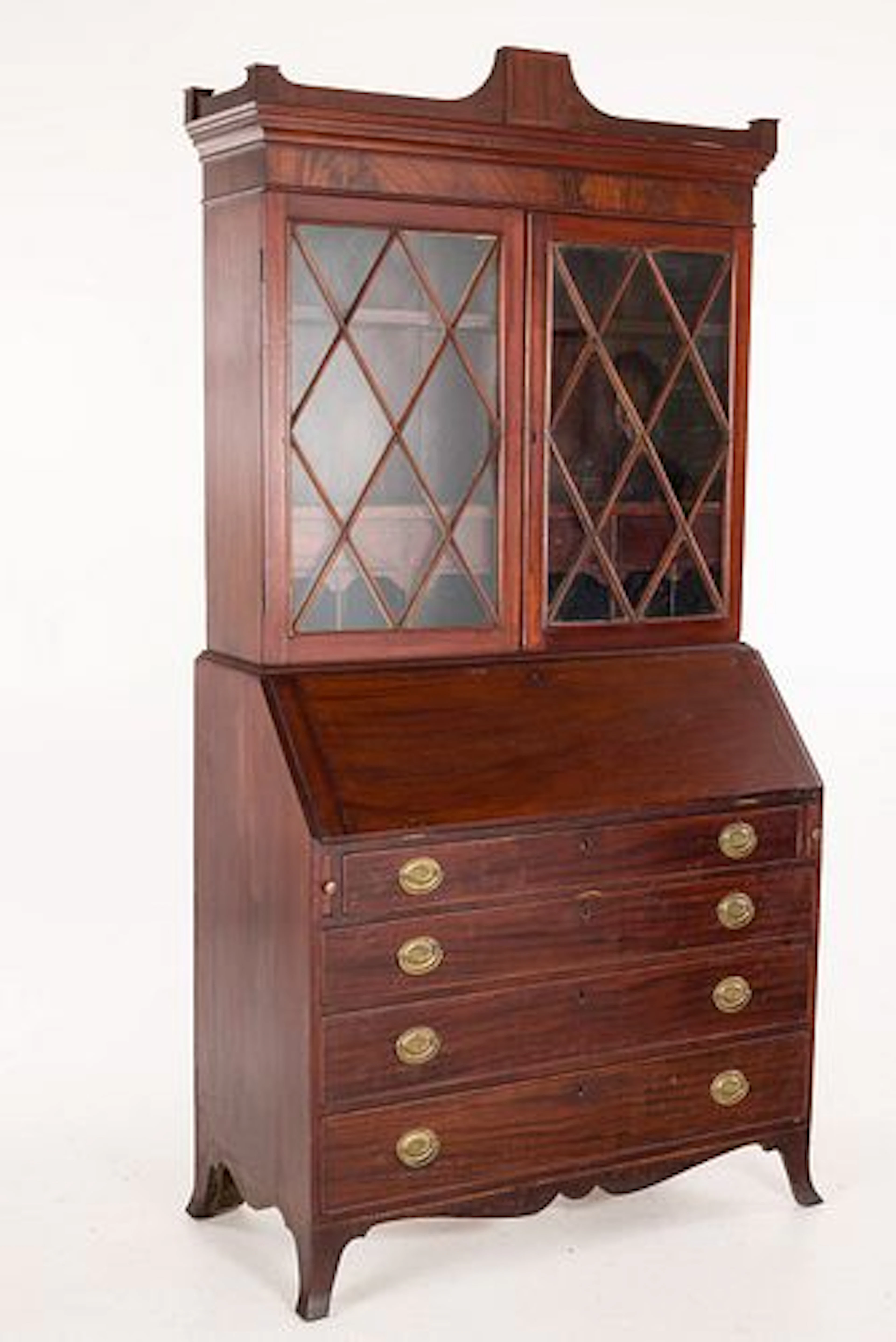 Federal Inlaid Mahogany Bureau Bookcase, c. 1810