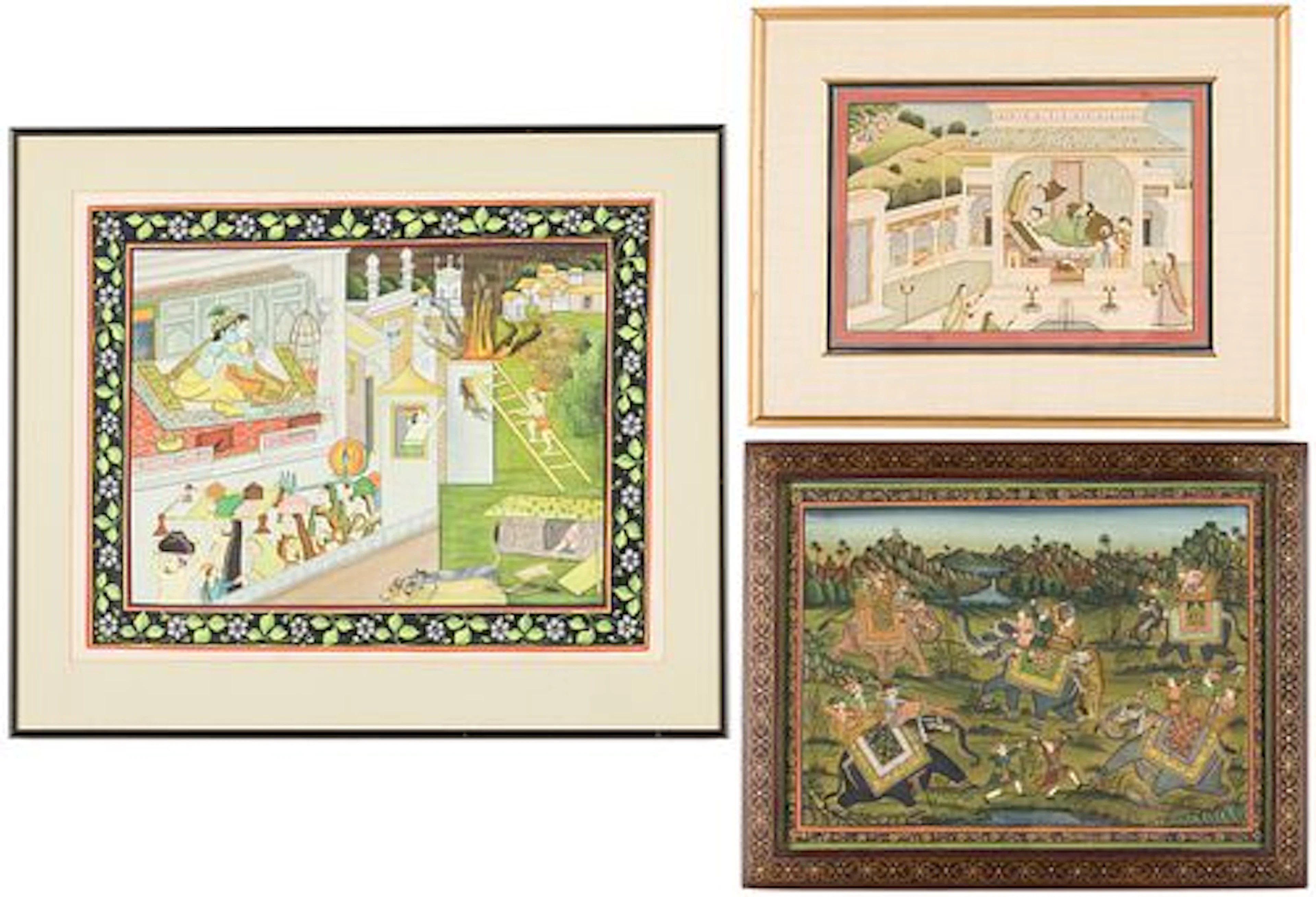 3 Indian Framed Miniature Paintings