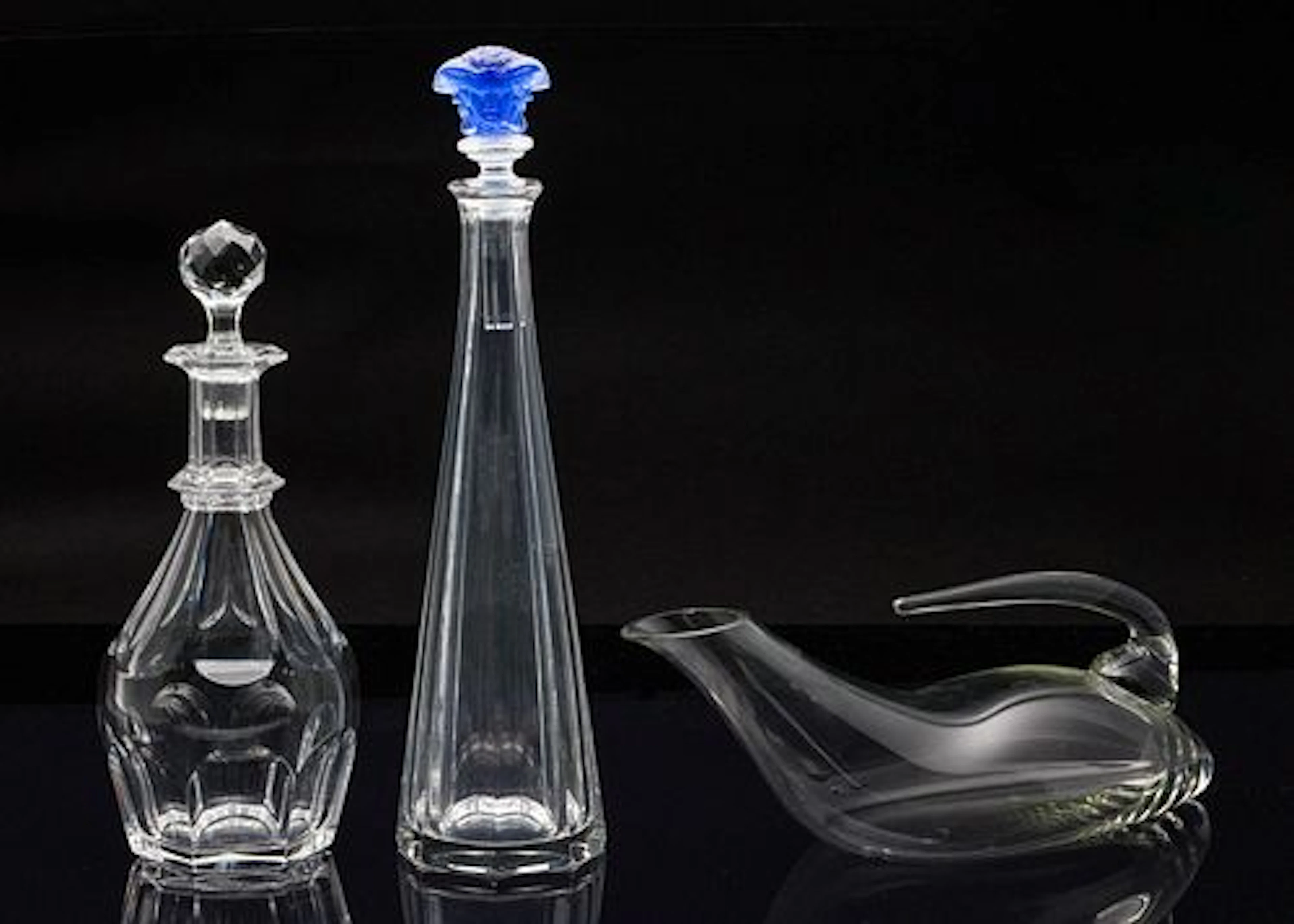 3 Decanters, Including Versace, Baccarat & Reidel