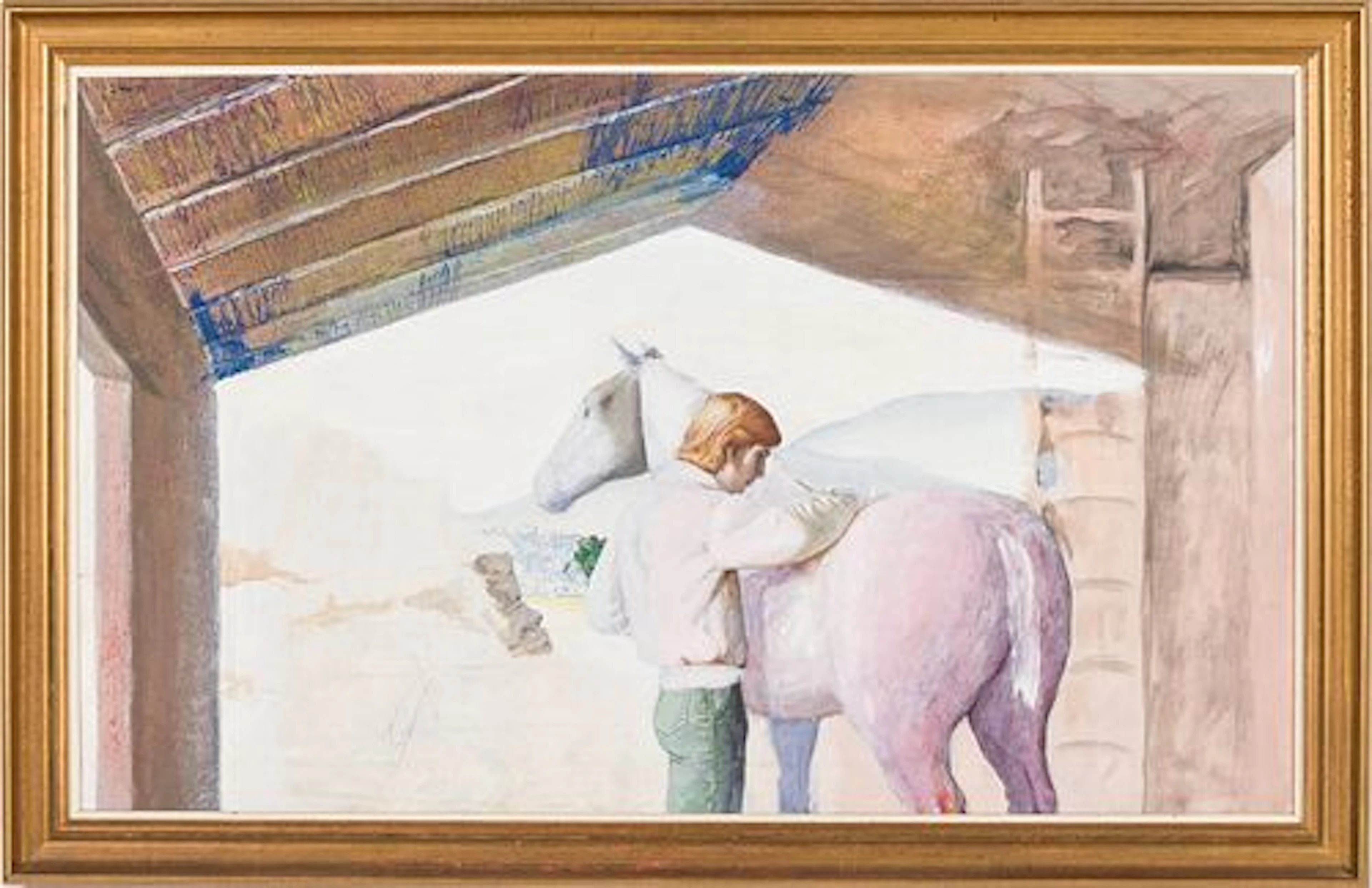 Paul Stone (GA, 1928-1976), Man and Horse, 1975, O/C