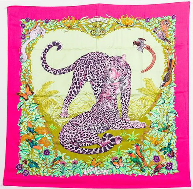 Hermes Jungle Love Silk Scarf in Pink