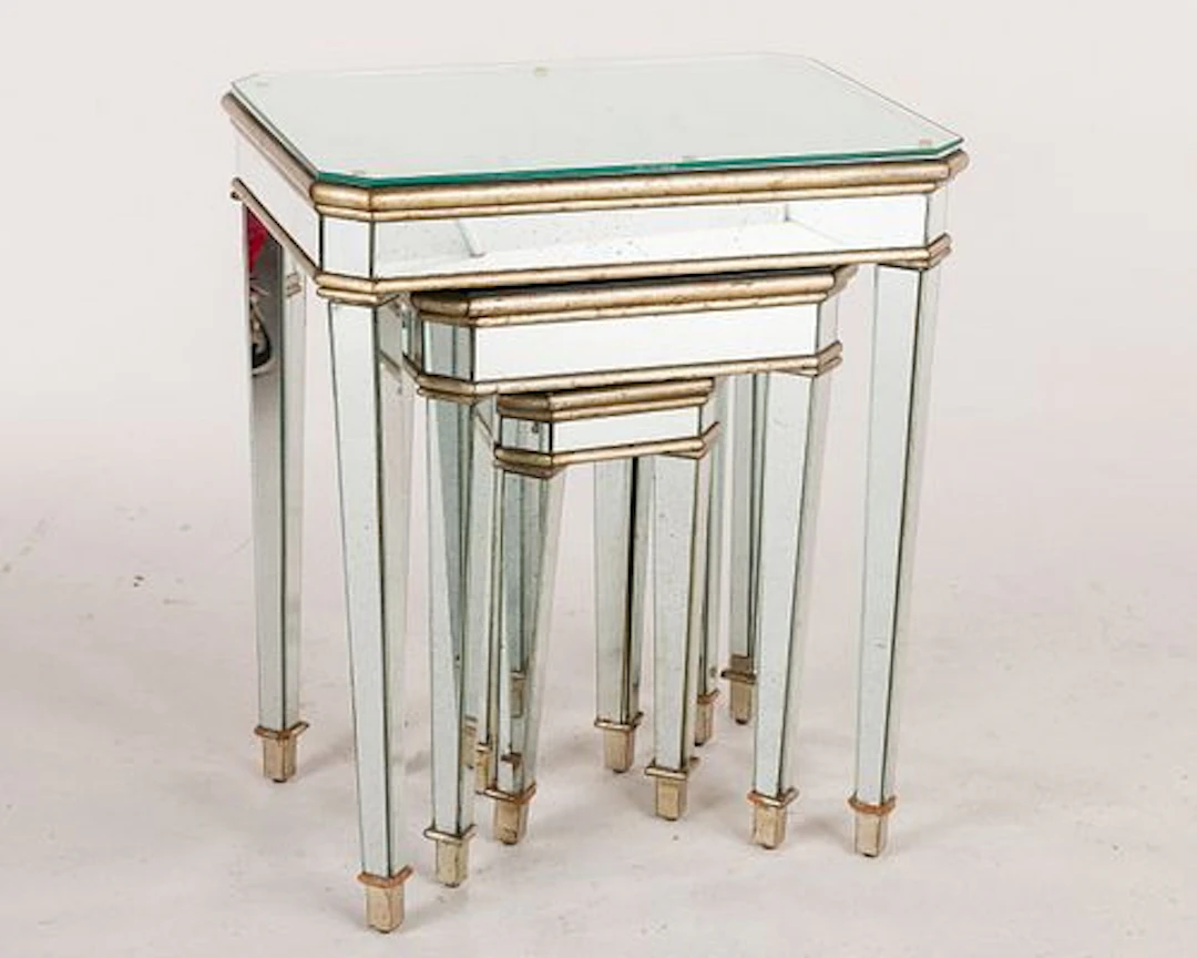 Three Mirrored Nesting Tables