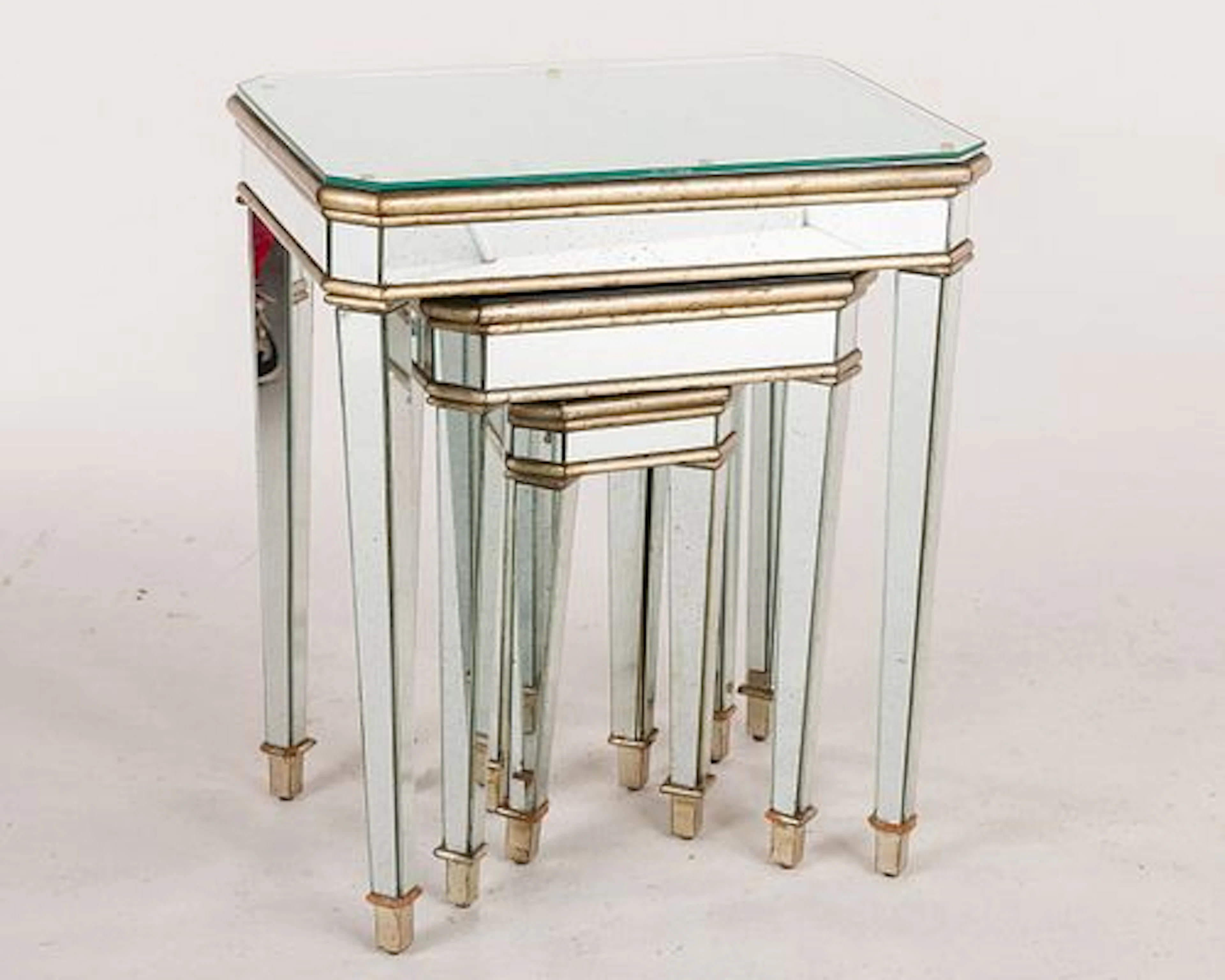 Three Mirrored Nesting Tables