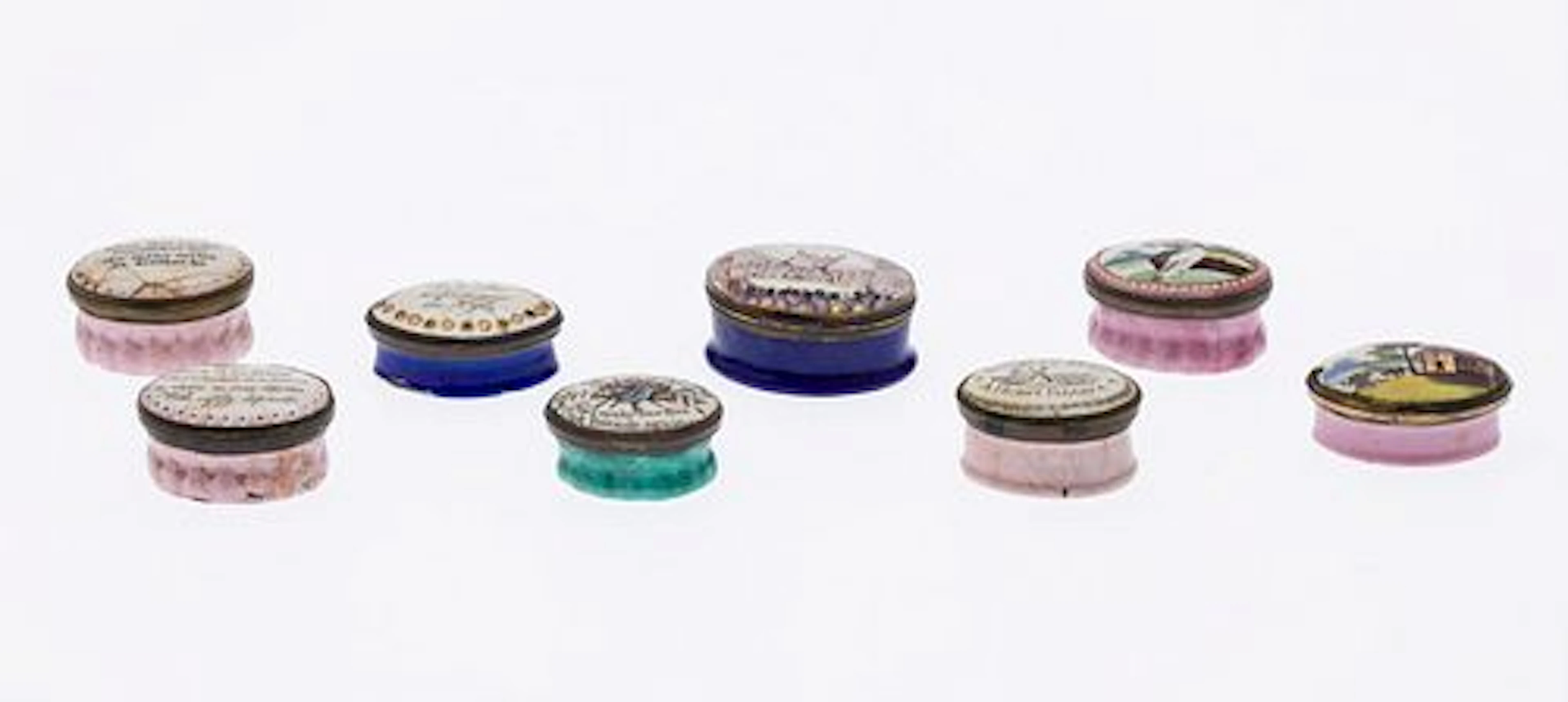 8 Battersea Enamel Boxes, 18th Century