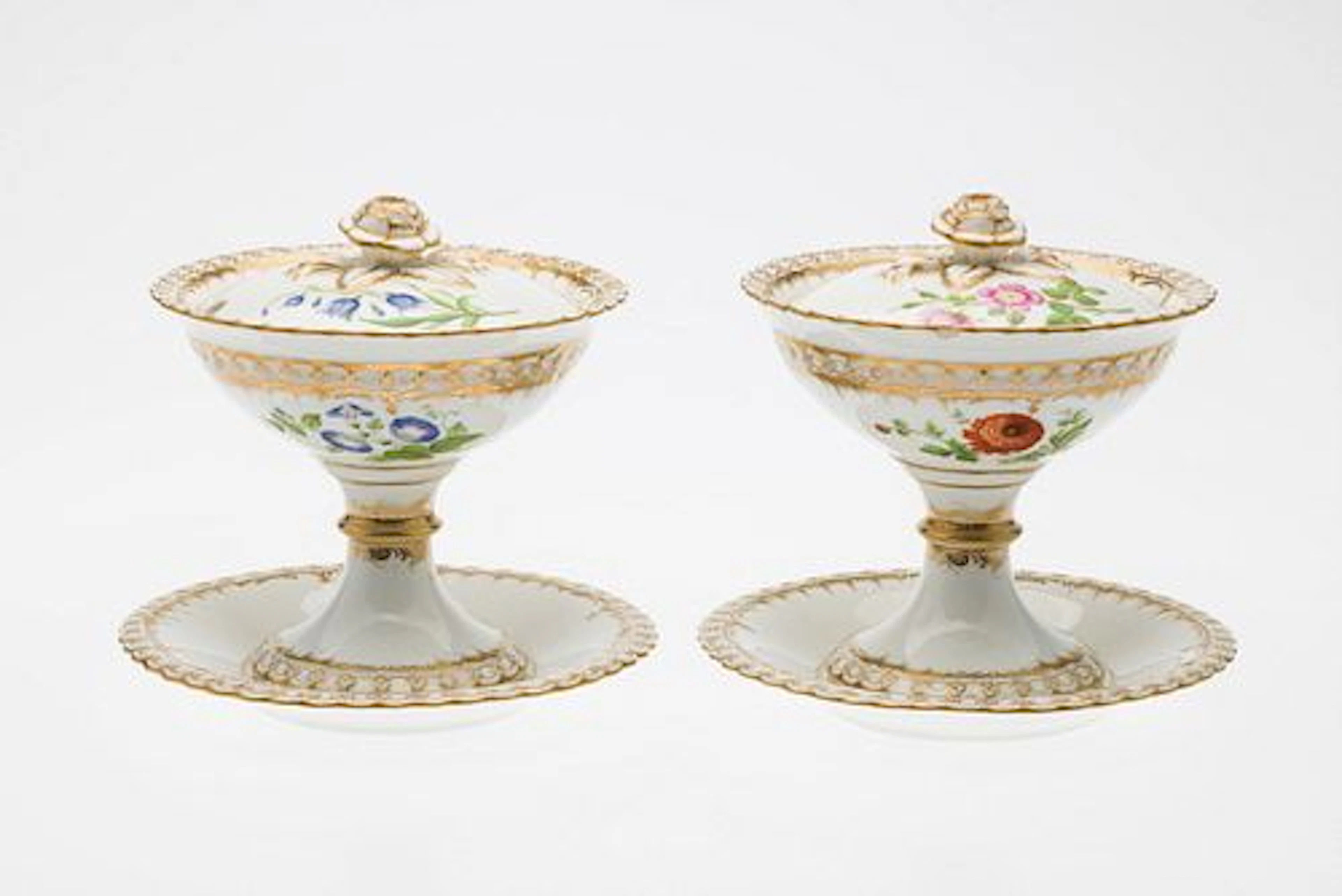 Pair of Victorian Floral Porcelain Compotes, 19th C