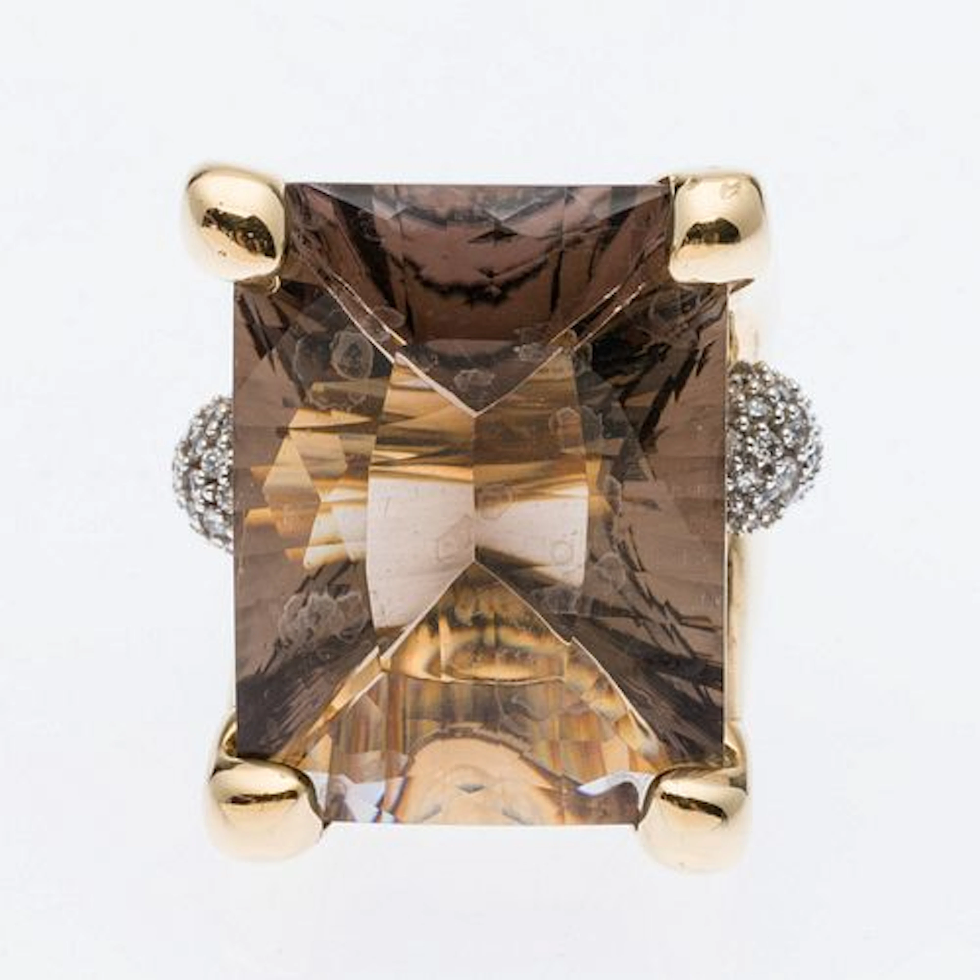 18K Gold, Smokey Quartz and Diamond Cocktail Ring