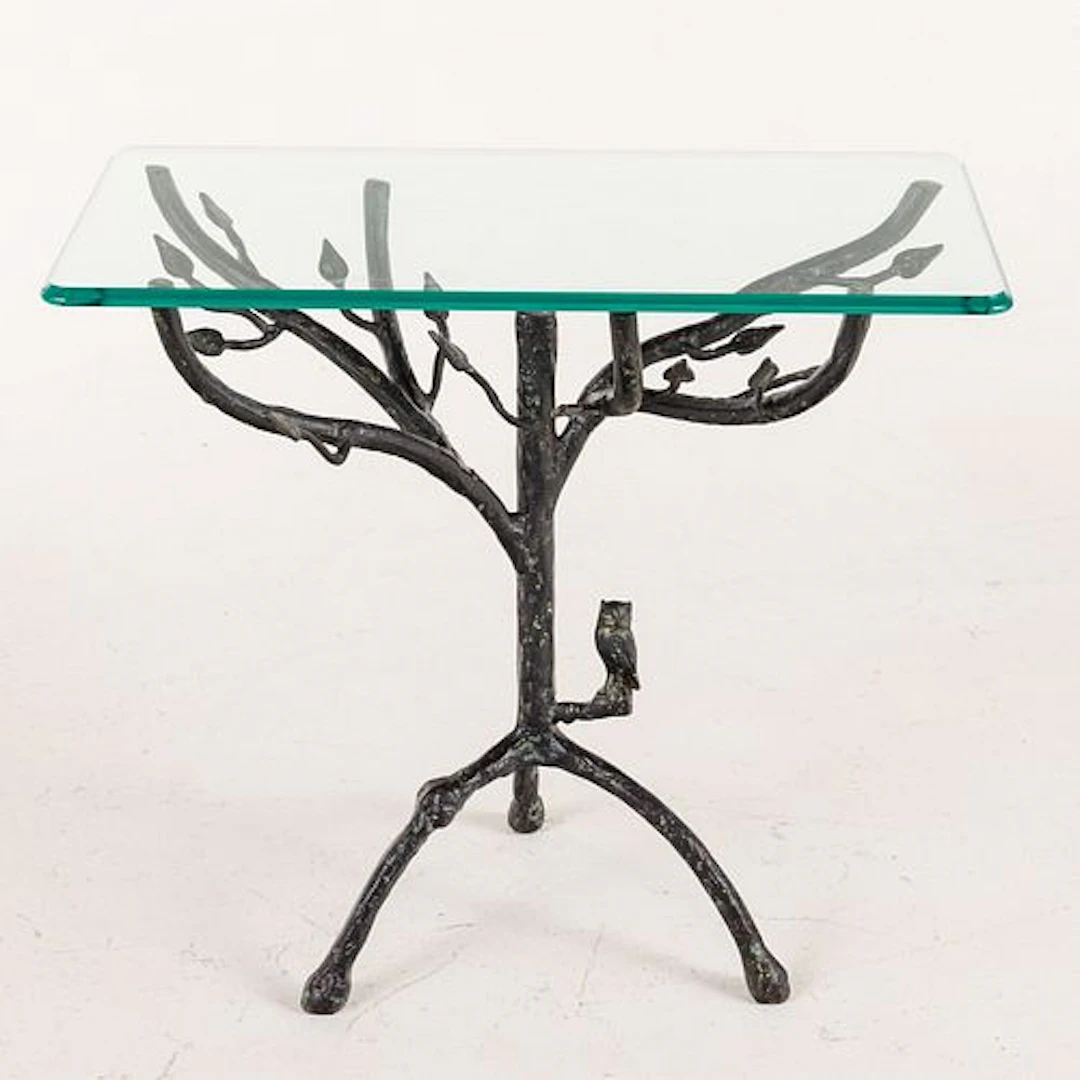 Metal Tree Branch Form Table with Glass Top