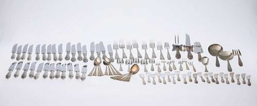 Misc Sterling Repousse Flatware Set including Stieff