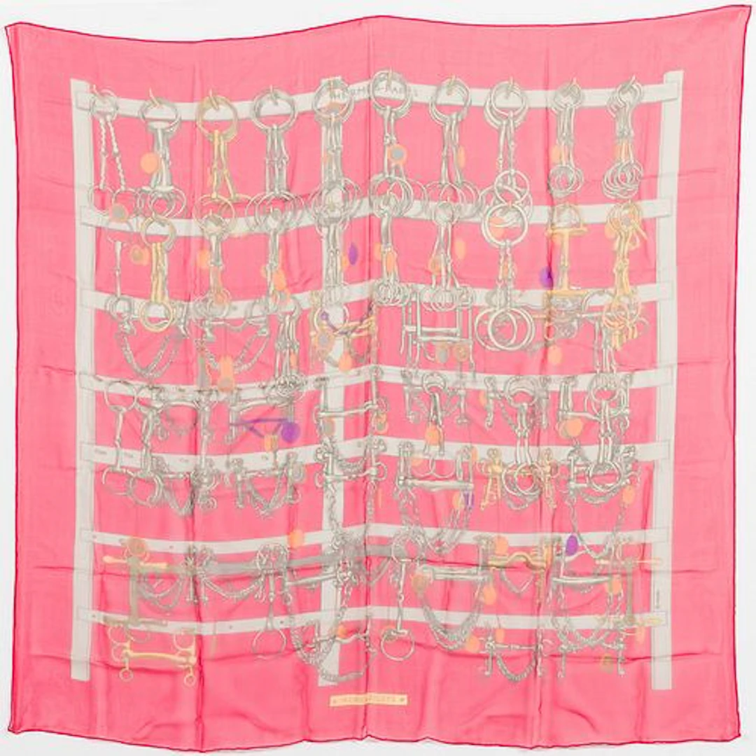 Hermes Mors et Filets Chiffon Scarf