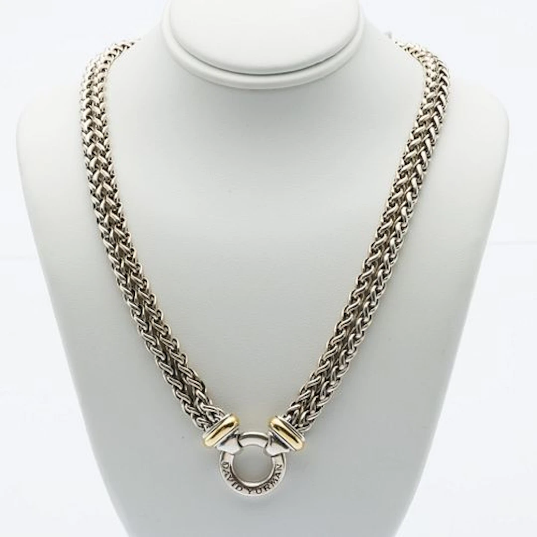 Yurman Sterling & 18K Double Wheat Chain Necklace