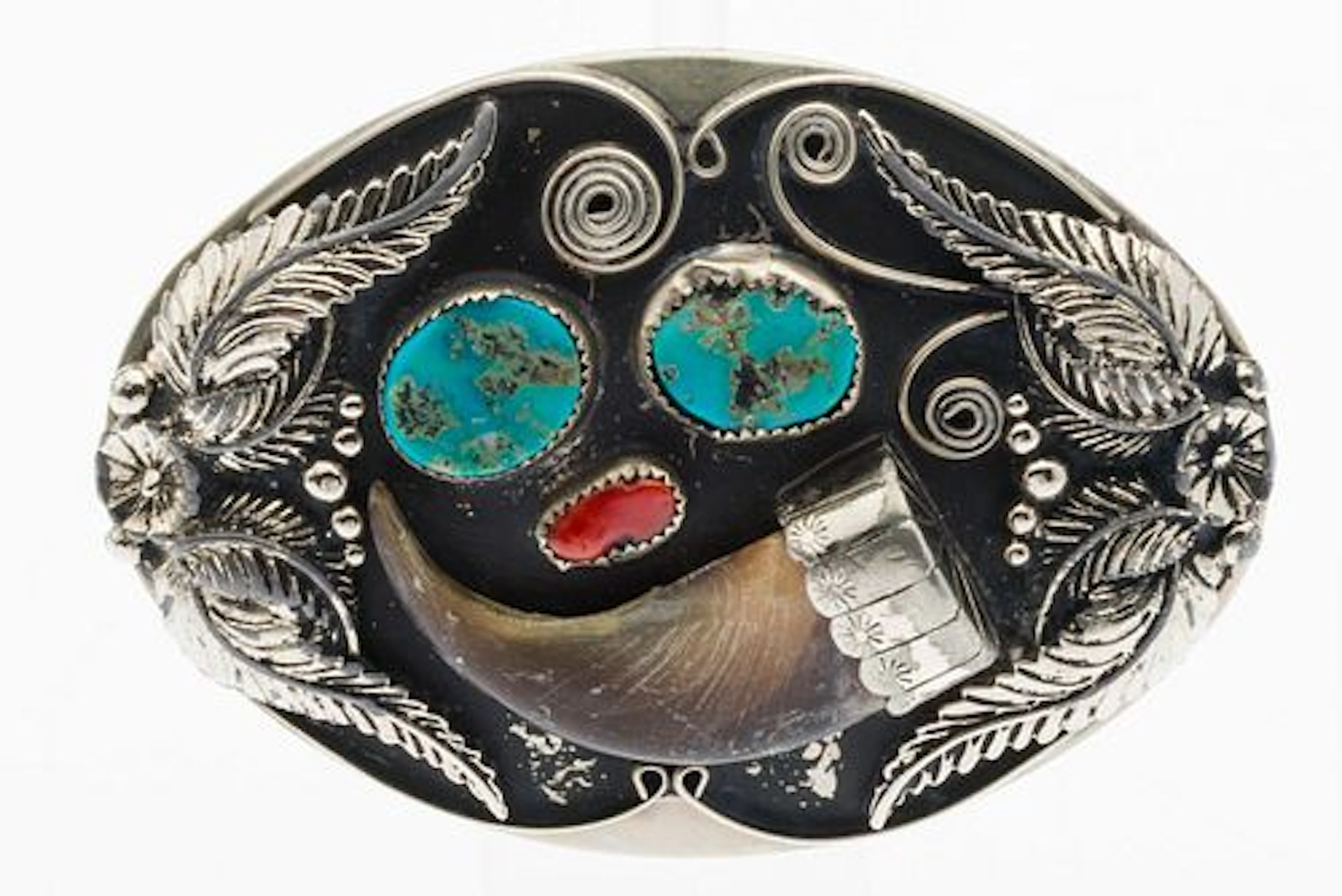 Native American Men's Silver Buckle with Claw