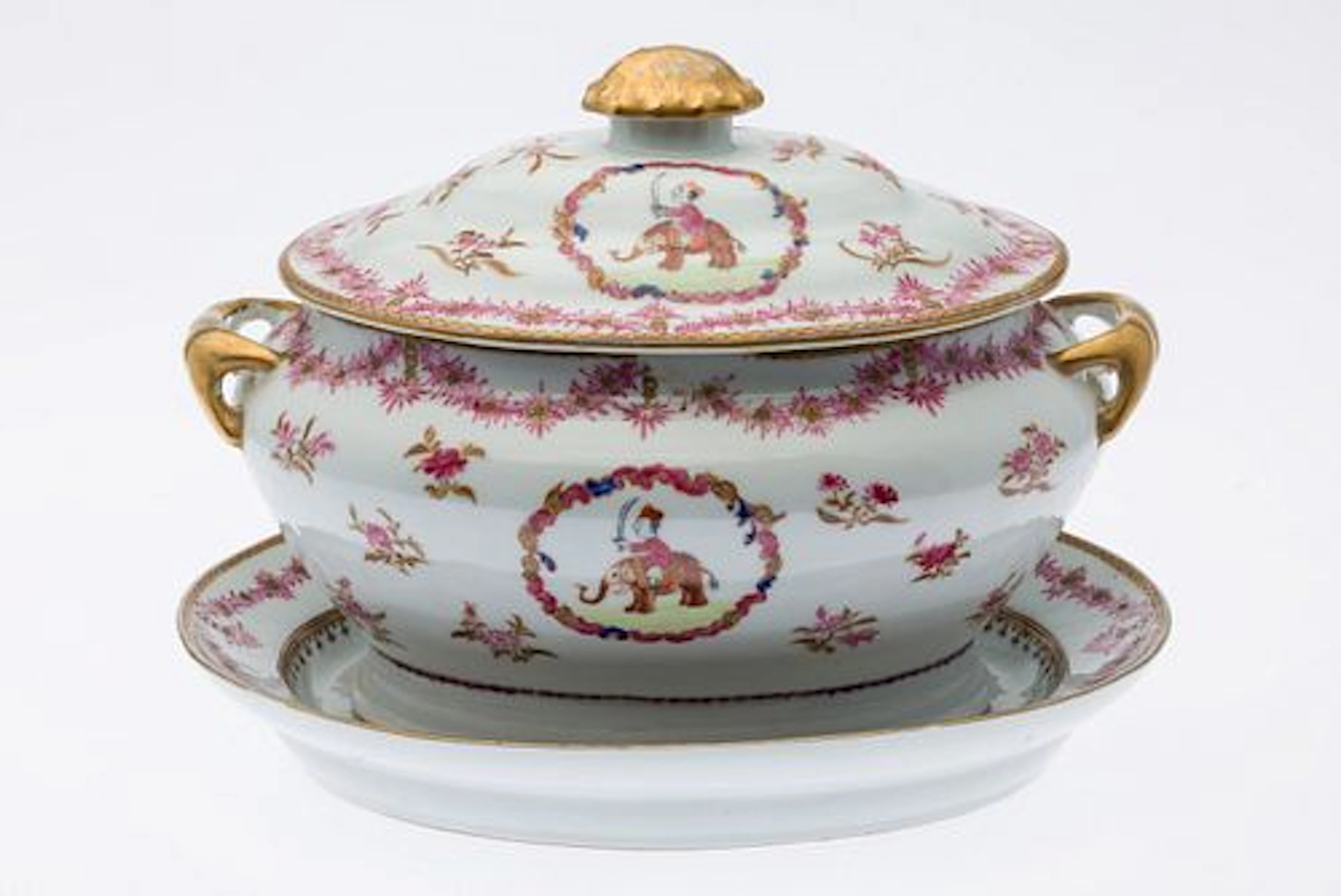 Chinese Export Style Porcelain Tureen and Underplate