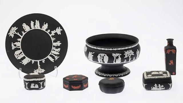 7 Pieces of Wedgwood Black Jasperware Articles