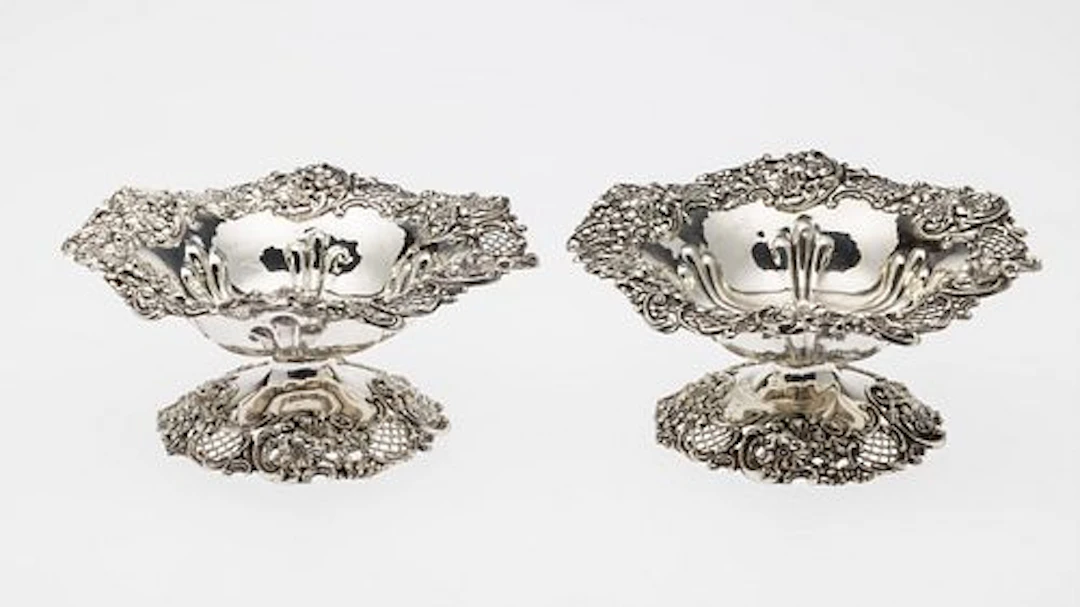 Pair of Black Starr & Frost Sterling Silver Compotes