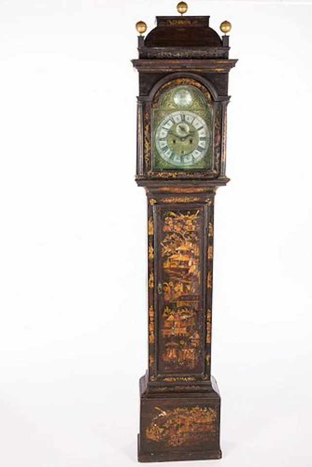 George I Black Japanned Tall Case Clock, 18th C