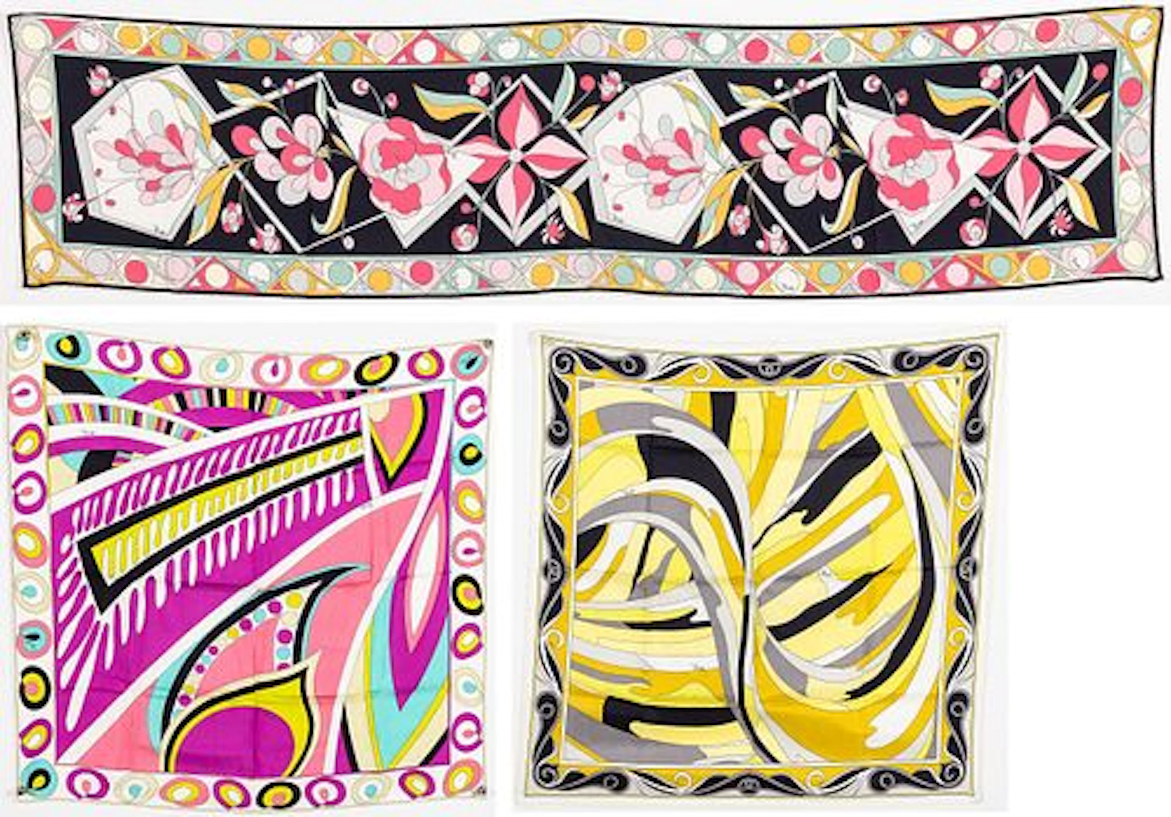 3 Emilio Pucci Silk Scarves