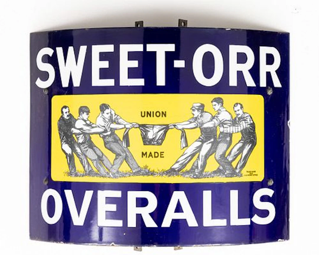 Vintage Sweet-Orr Overalls Porcelain Corner Sign