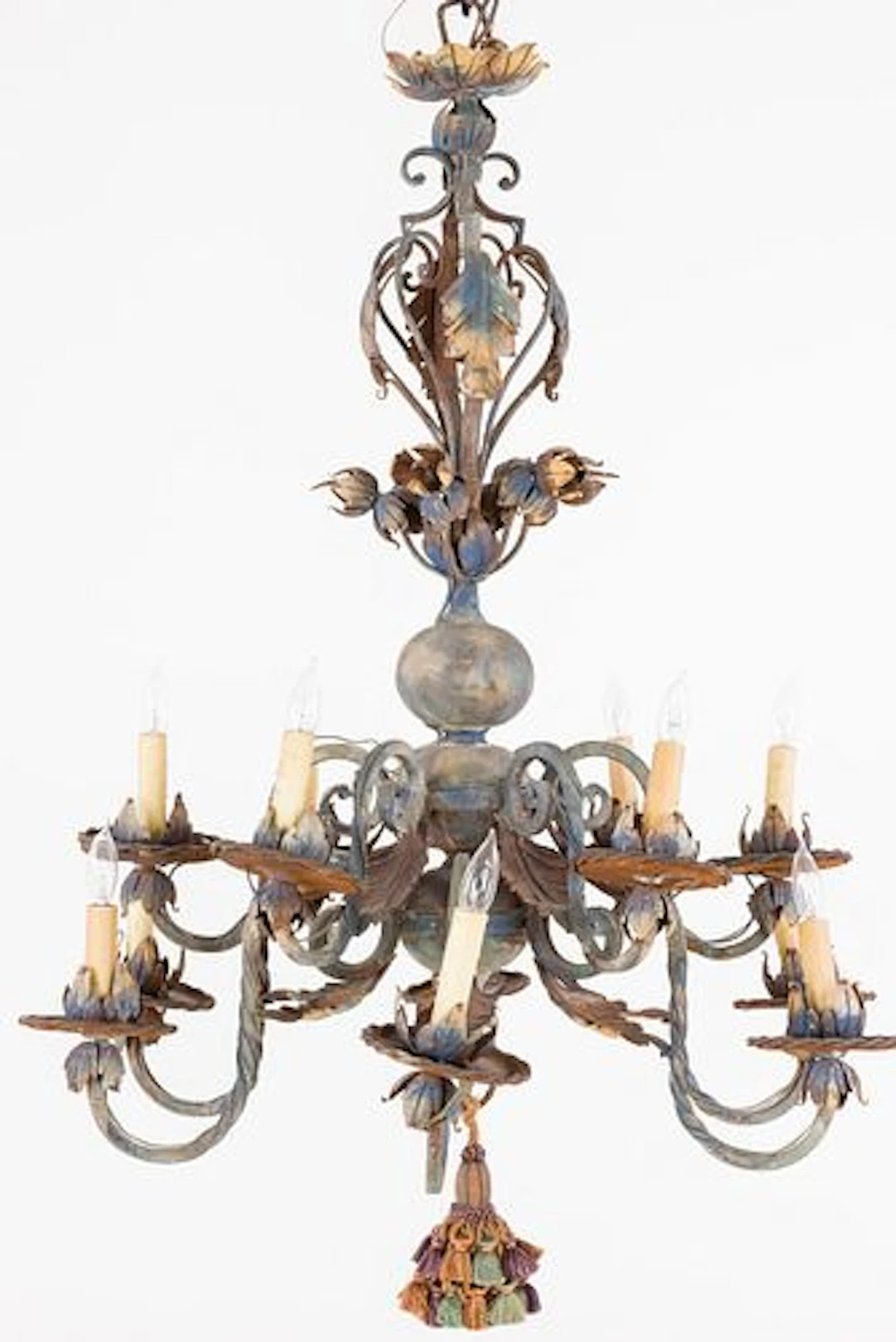 Wrought Iron 12-Light Chandelier, Electrified