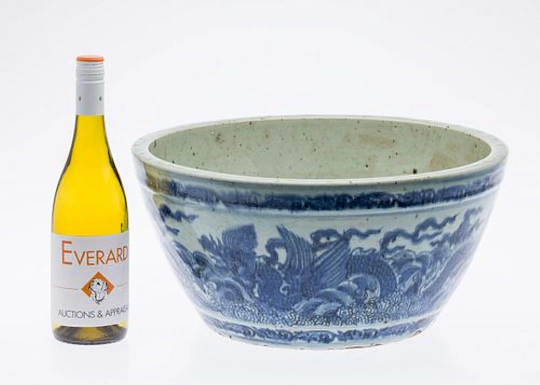 Chinese Blue and White Large Ceramic Basin